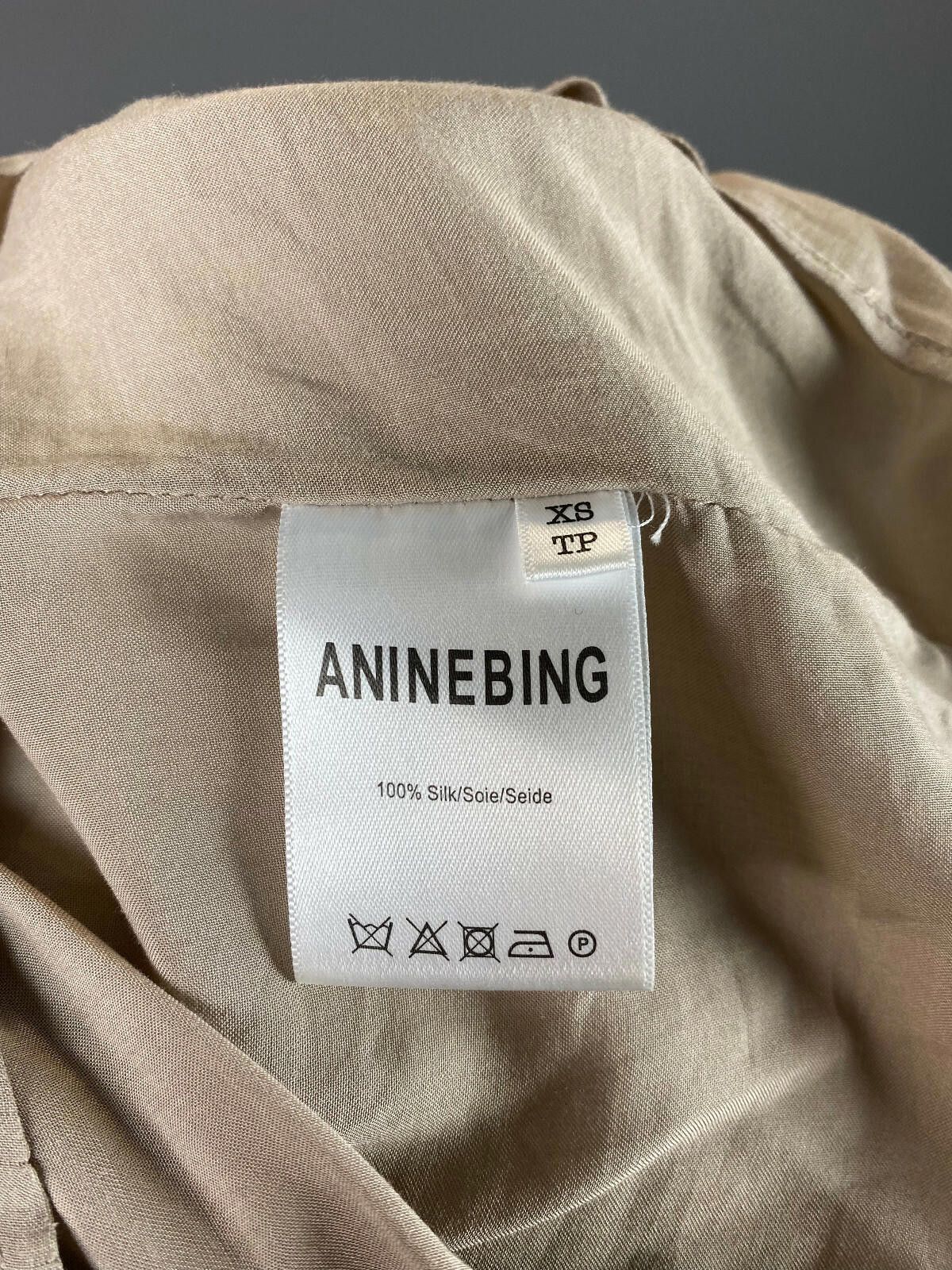 Designer Anine Bing Beige Silk Designer Open Shoulder Dress Size XS Size XS / US 0-2 / IT 36-38 - 9 Thumbnail