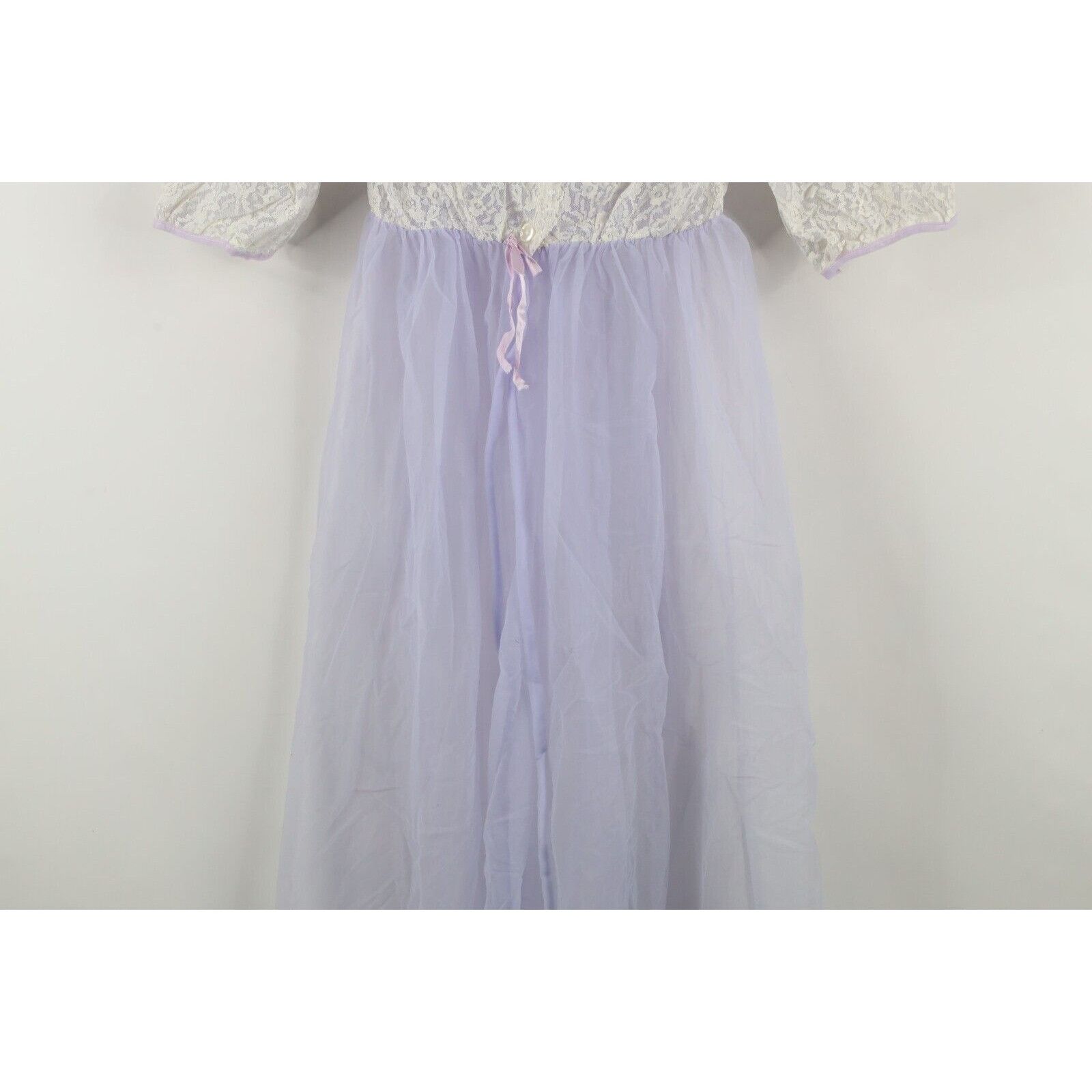 Vintage Vintage 50s 60s Sheer Fairy Lace Flower Chiffon Night Gown Size M / US 6-8 / IT 42-44 - 3 Thumbnail