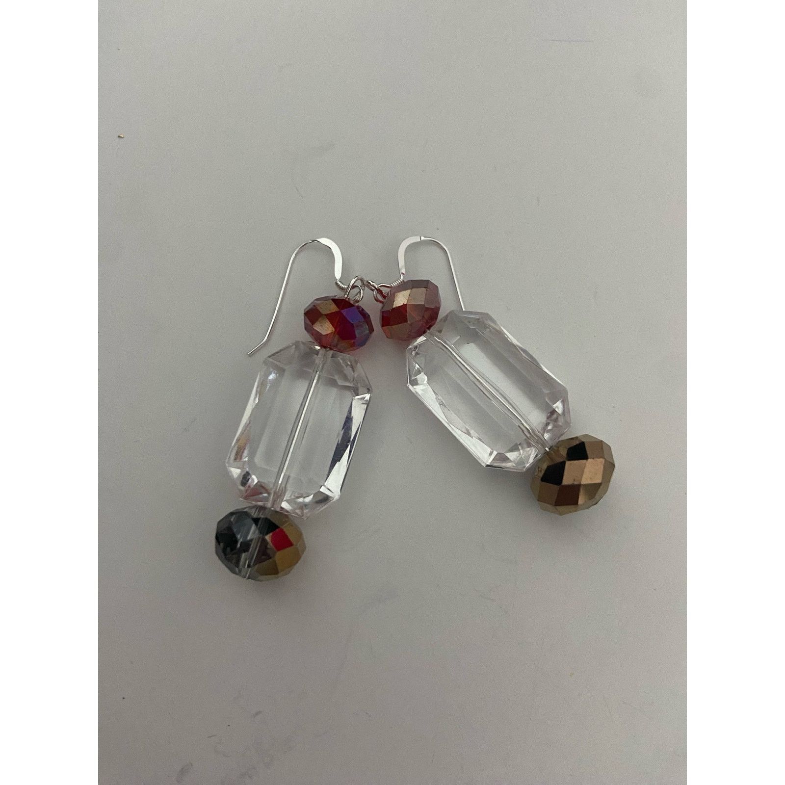 Handmade clear bead earrings sterling silver Size ONE SIZE - 4 Thumbnail