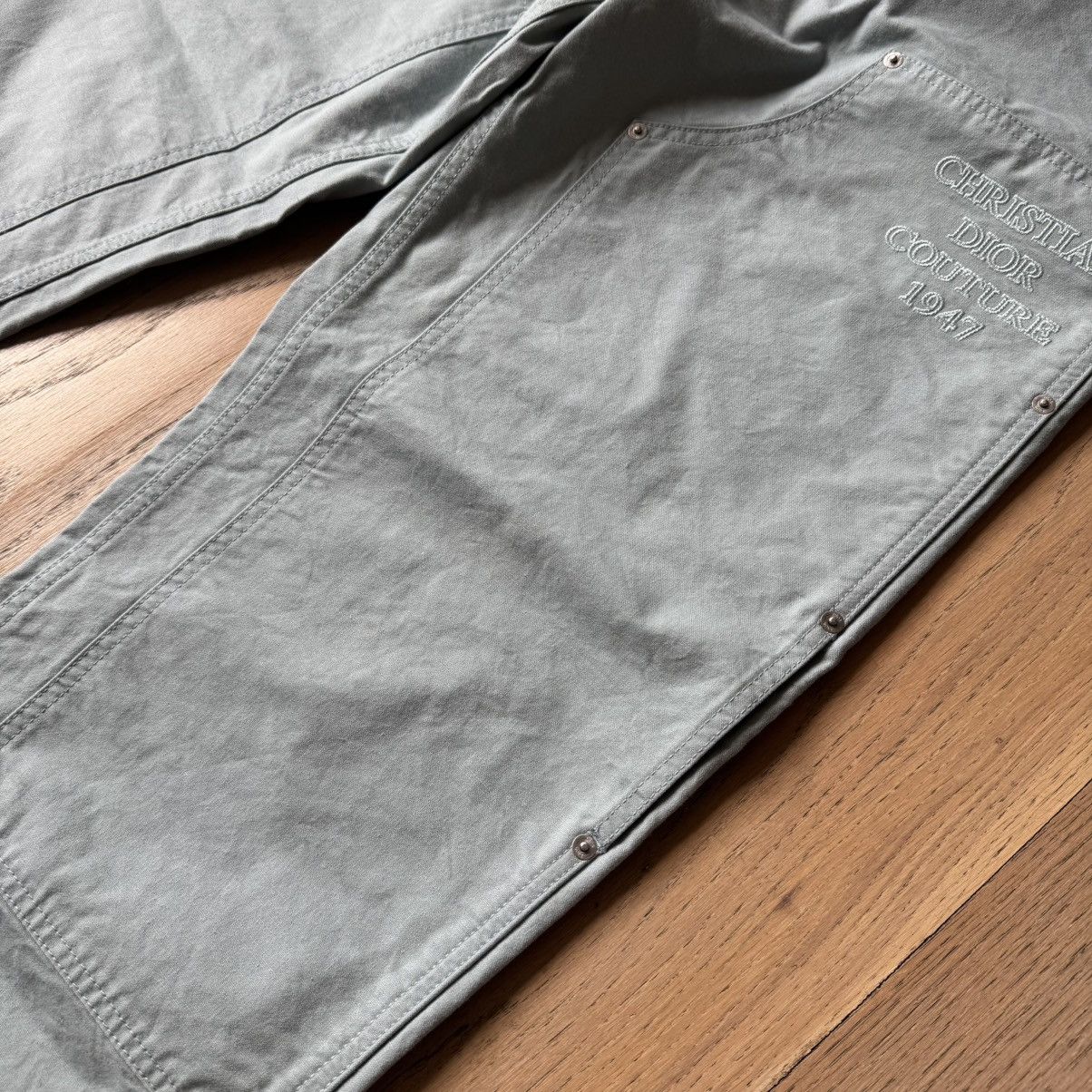 Dior Dior - Logo Embroidered Carpenter Cargo Pants - Mint / Grey Size US 35 - 3 Thumbnail