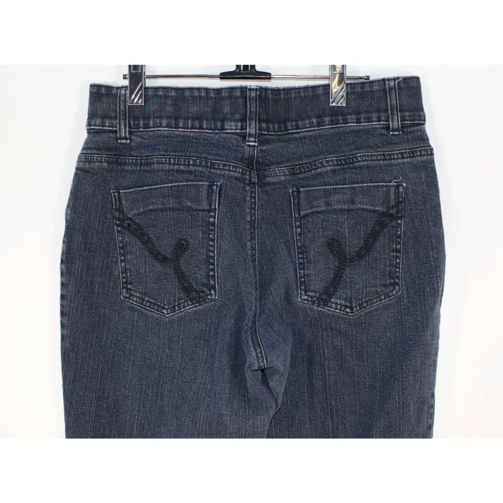 Vintage Fashion Bug Jeans Women 14P Plus High Rise Stretch Straight Dark Wash Black 27in Inseam Womens Size 30" / US 8 / IT 44 - 5 Thumbnail