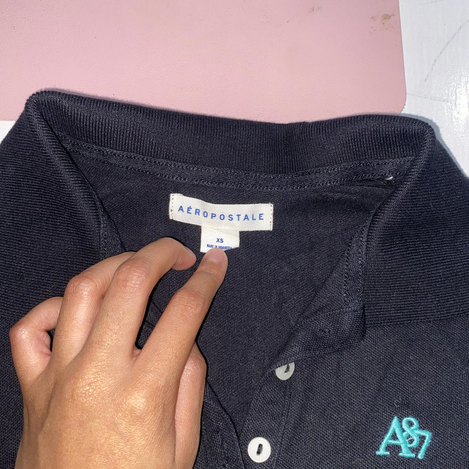 Aeropostale Y2K Aeropostale Polo Shirt XS Black Stretch Logo Tee Preppy Size XS / US 0-2 / IT 36-38 - 3 Thumbnail