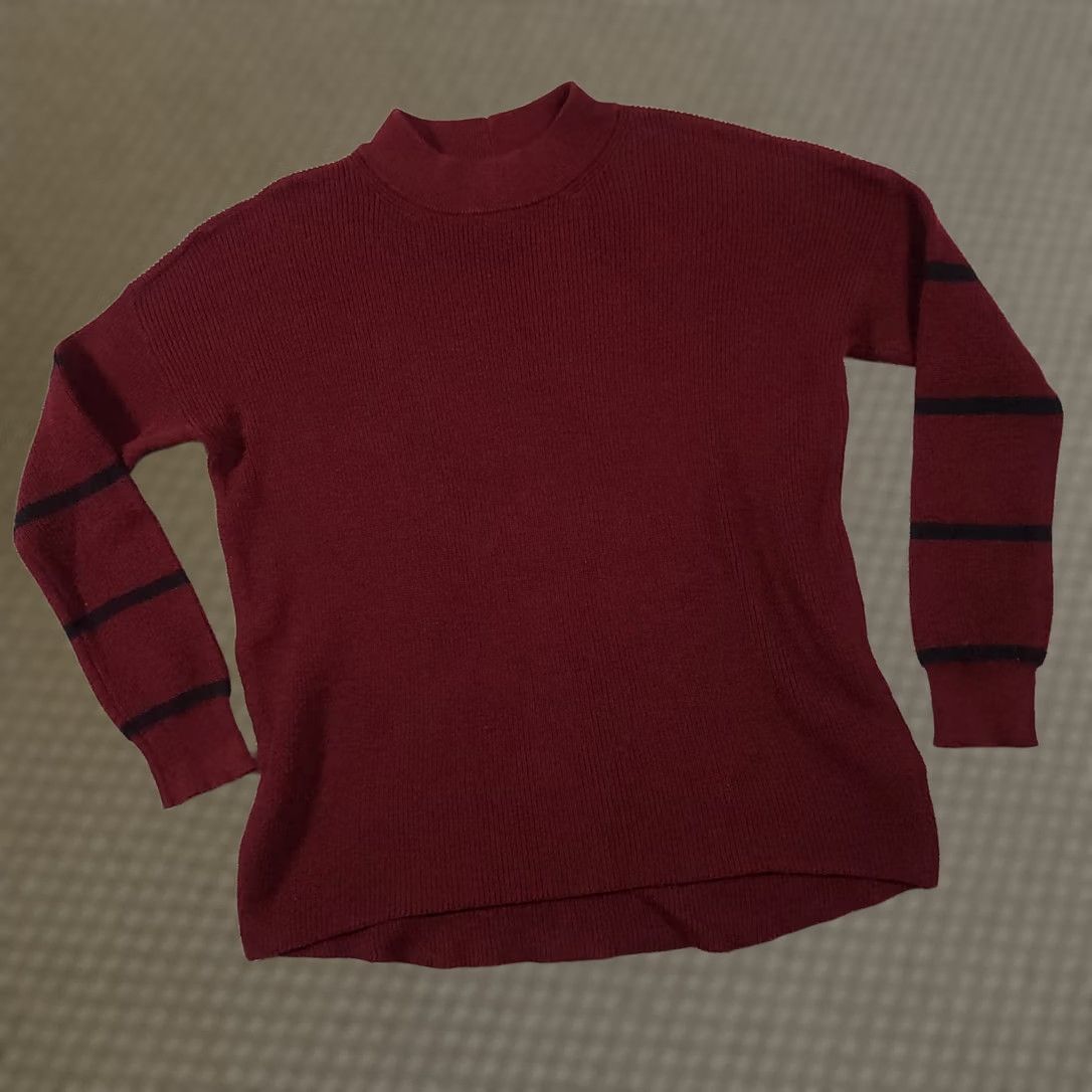 American Eagle Outfitters American Eagle Outfitters Sweater Women's XS Burgundy Mock Neck Pullover Casual Knit Lightweight Long Sleeve Size XS / US 0-2 / IT 36-38 - 1 Thumbnail