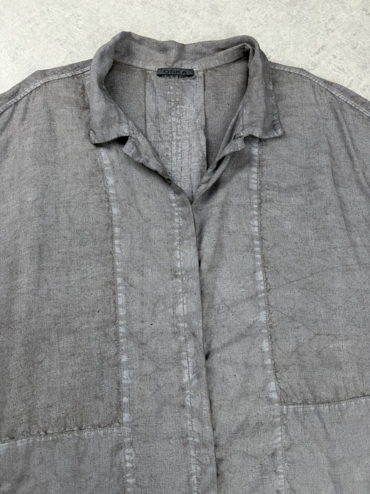 OSKA OSKA Gray Linen Shirt 3/4 Sleeve Relaxed Fit Size 3 Size L / US 10 / IT 46 - 4 Thumbnail