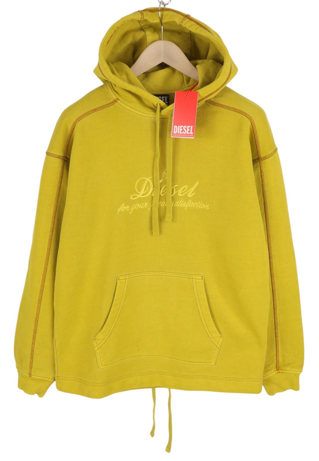 Diesel S-VULCHOOD XS Mustard Oversized Logo Hoodie 41042 Size US XS / EU 42 / 0 - 1 Thumbnail