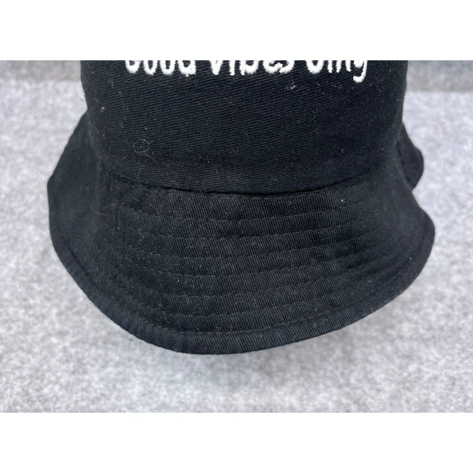 Vintage Good Vibes Only Bucket Hat Adult One Size Black Cotton Poleyster Reversible Size ONE SIZE - 3 Thumbnail