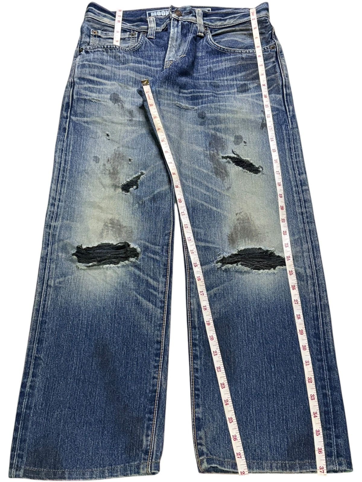 Edwin Vintage Japanese Edwin Moon Raker Mud Wash Rip Loose Jeans Size US 30 / EU 46 - 13 Thumbnail