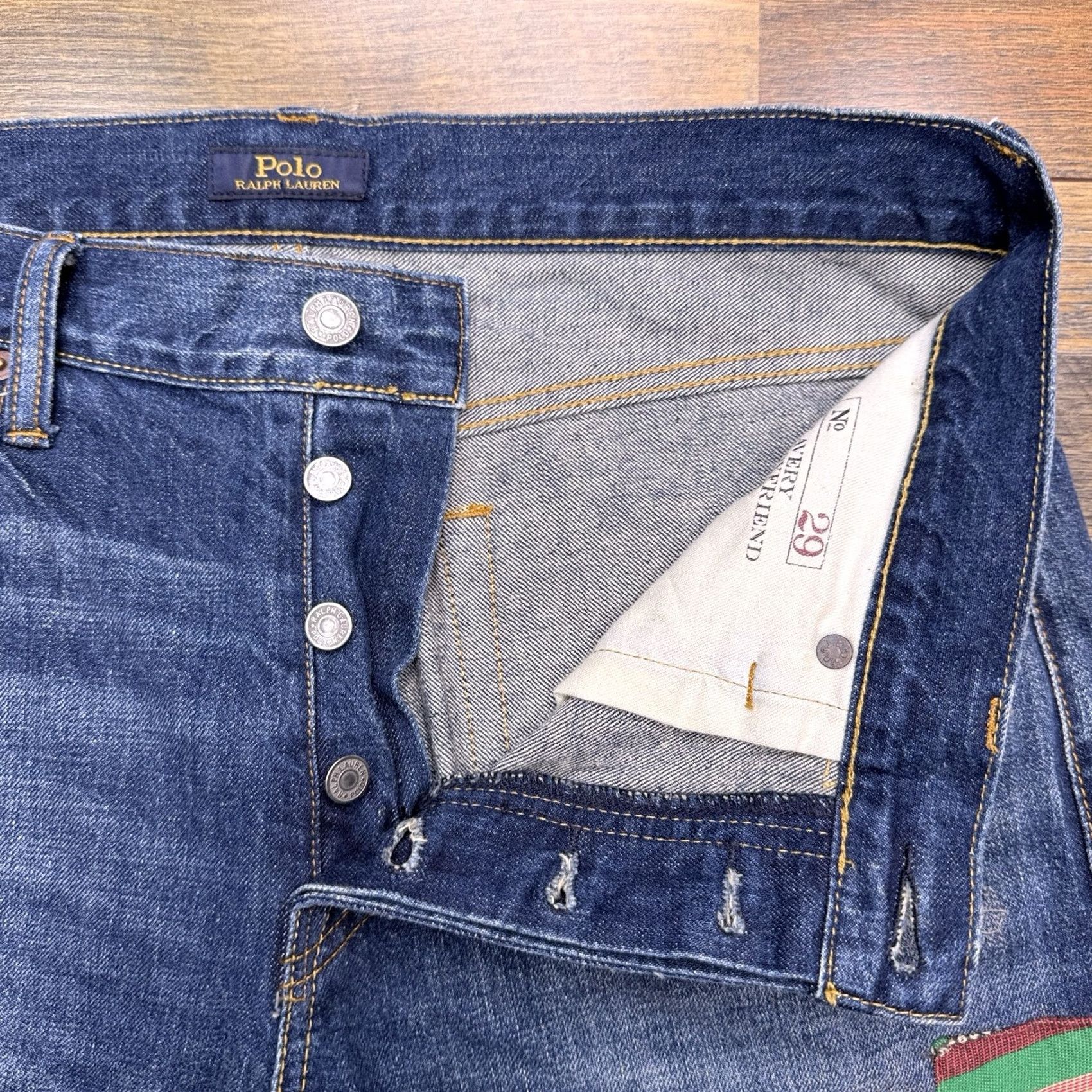 Polo Ralph Lauren Polo Ralph Lauren Jeans Boyfriend Womens 29 Blue Aztec Patch Stretch Denim 5-Pocket Regular Mid Rise 28 In Inseam Jeans Accessories Logo Size 29" - 3 Thumbnail