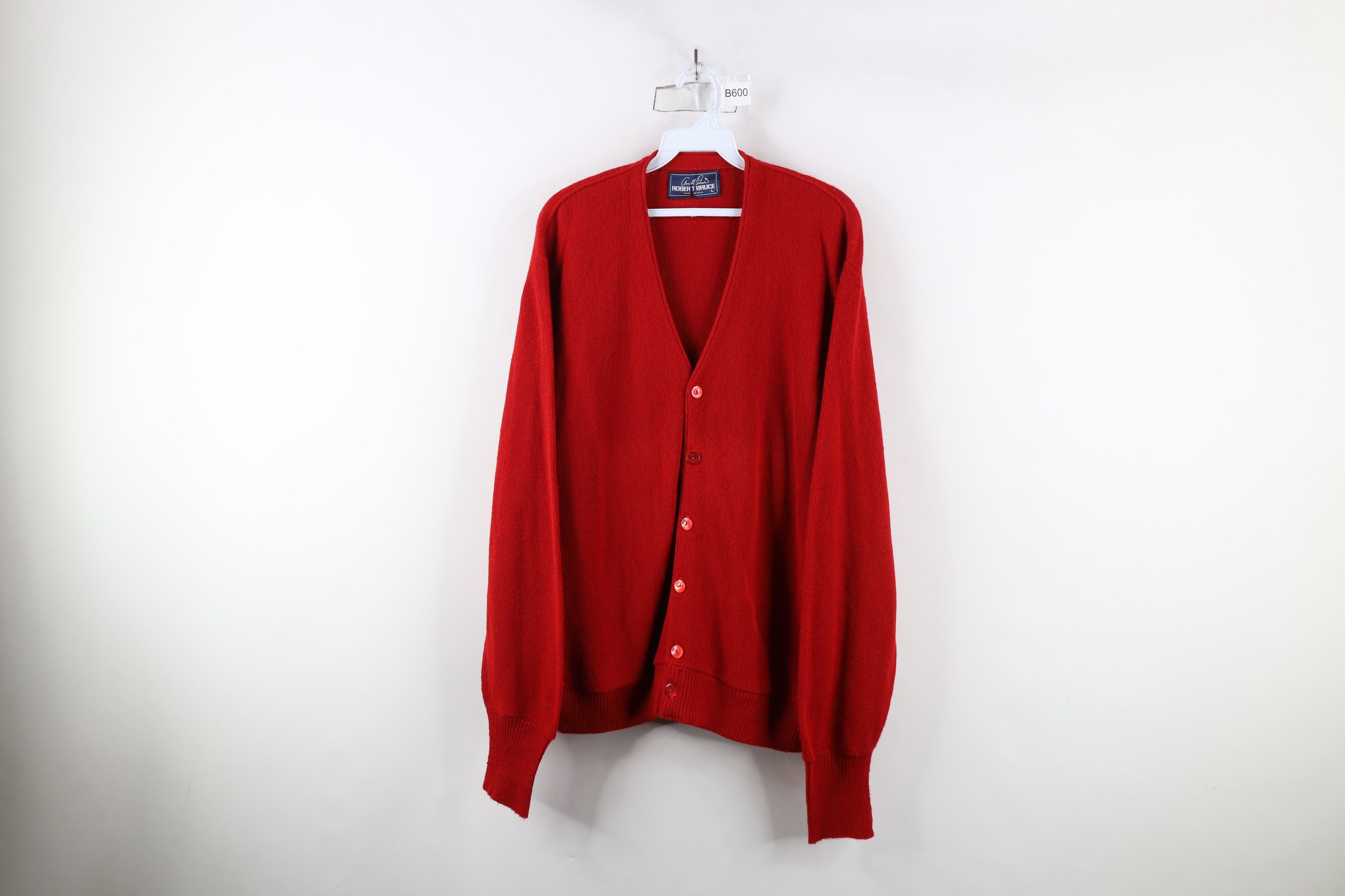 Vintage Vintage 70s Streetwear Faded Blank Knit Cardigan Sweater USA Size US L / EU 52-54 / 3 - 1 Thumbnail