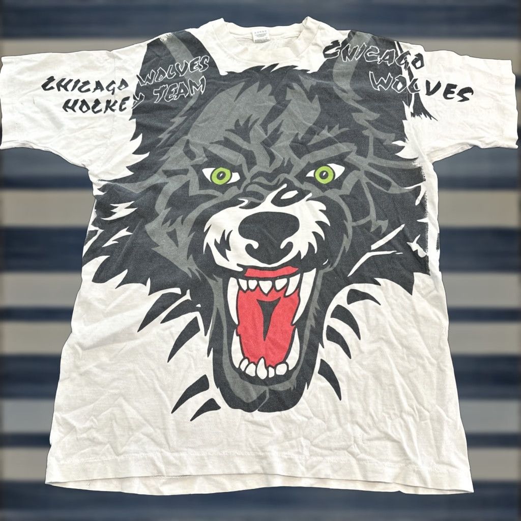 VINTAGE Chicago Wolves 1994 Starter Shirt XL Red Mens