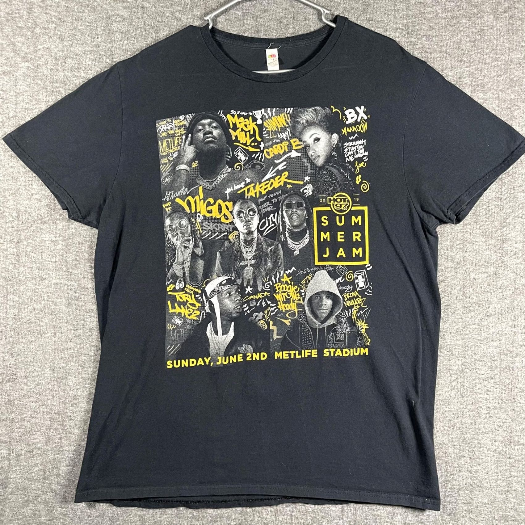 Fruit Of The Loom Hot 97 Summer Jam Shirt Mens XL Black 2019 MetLife Stadium Hip Hop Tee Shirt Size US XL / EU 56 / 4 - 2 Thumbnail