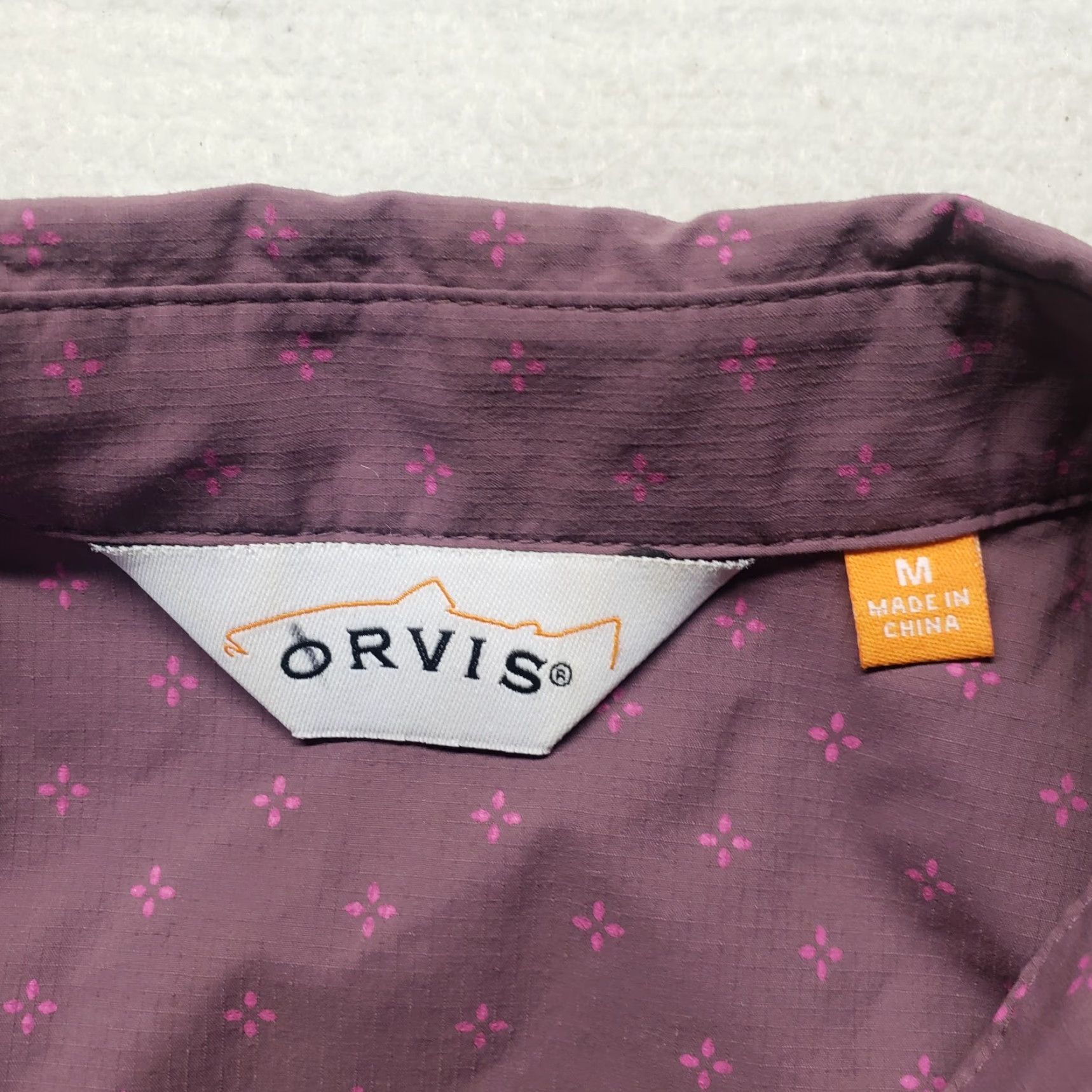 Orvis Orvis Shirt Men M Purple Short Sleeve Button-Up 100% Cotton Plaid/Checks Pocketed Button-Down Collar Size US M / EU 48-50 / 2 - 3 Thumbnail