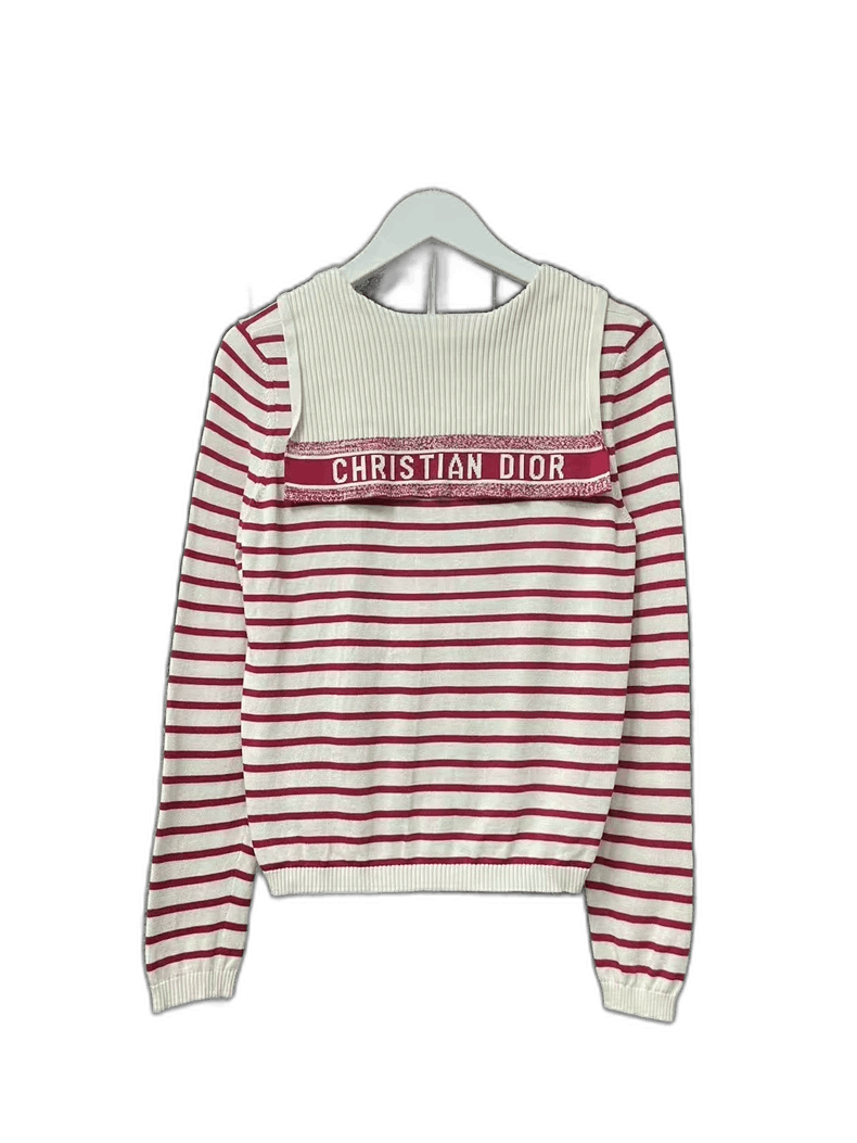 Dior Dior Red and White Striped Knit Sweater Size US XS / EU 42 / 0 - 1 Thumbnail