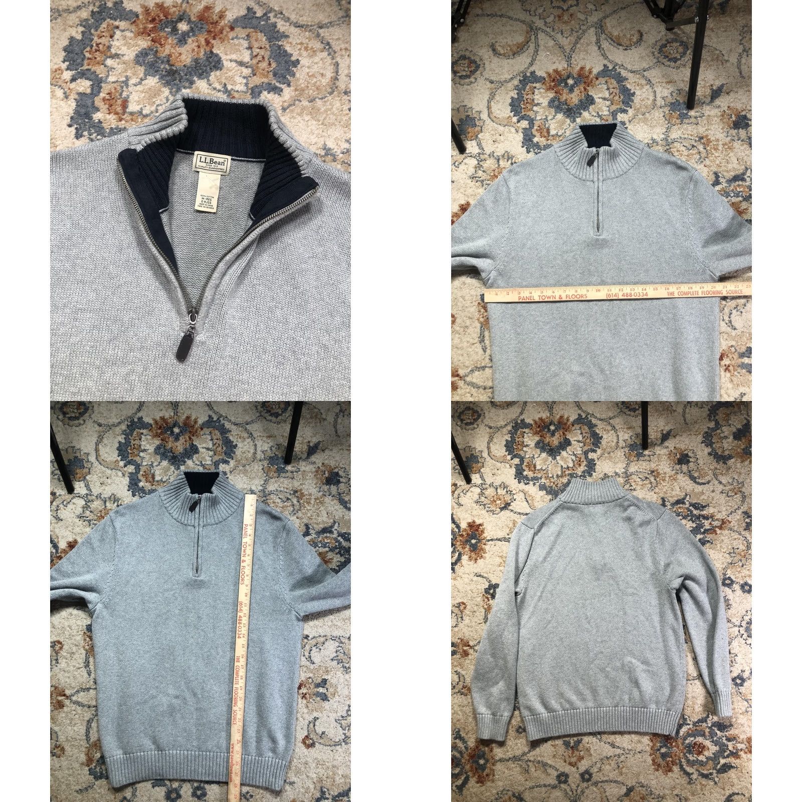 Vintage LL Bean Sweater Mens Medium Gray 100% Cotton Quarter Zip Mock Neck Knit Size US M / EU 48-50 / 2 - 8 Thumbnail