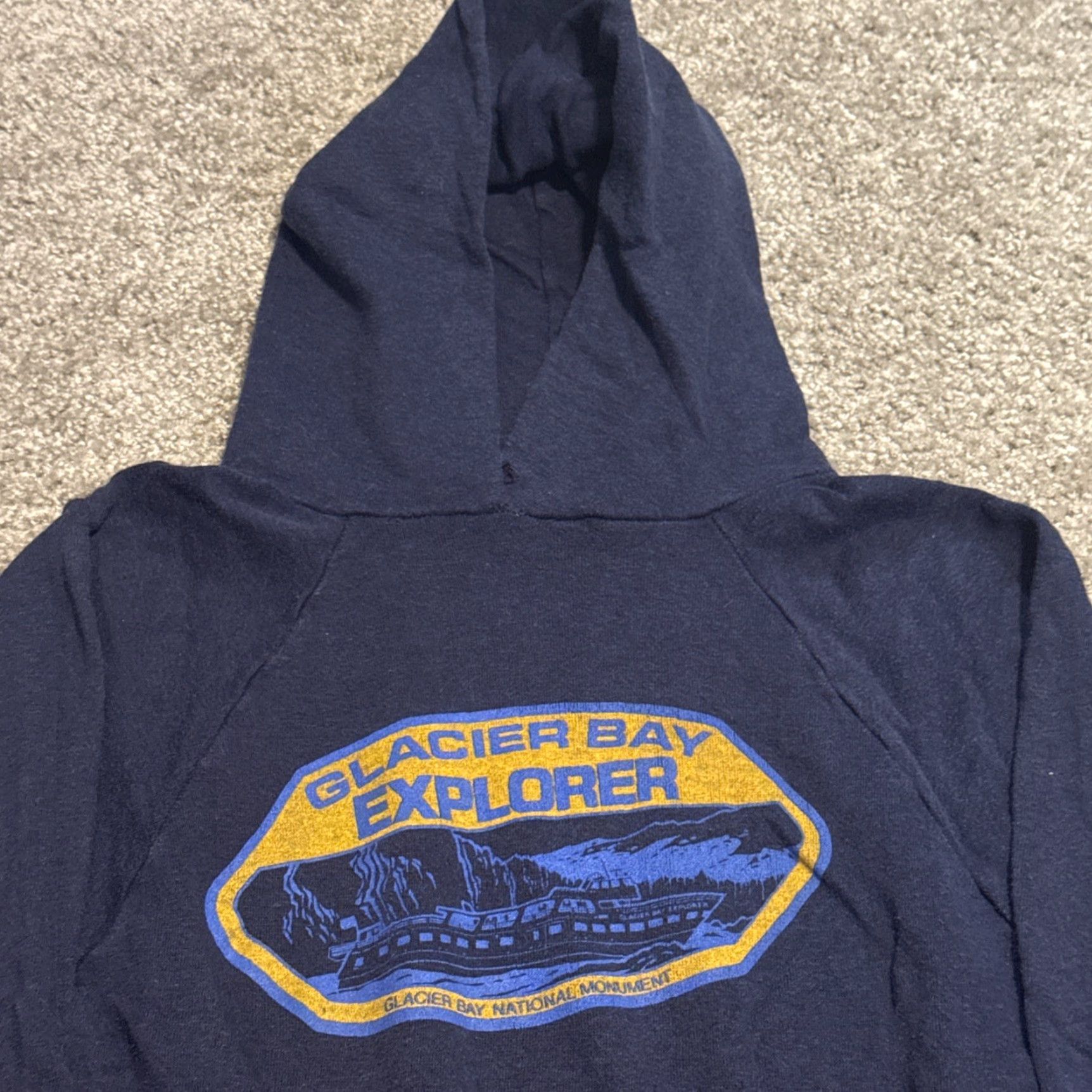 Vintage VINTAGE Glacier Bay National Park Alaska Navy Blue Hoodie Sweatshirt S-M Unisex Adults Pullover Blue 70s Mens Womens Size US S / EU 44-46 / 1 - 3 Thumbnail