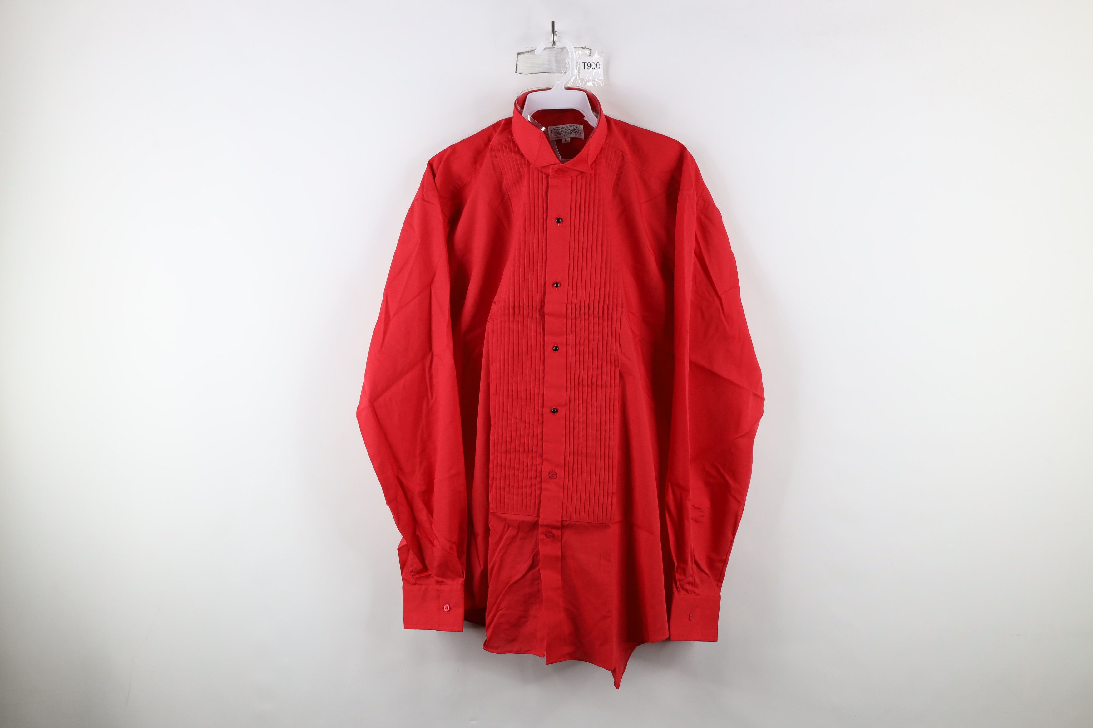 Vintage Deadstock Vintage 90s Tuxedo Prom Formal Button Shirt Red Size US L / EU 52-54 / 3 - 1 Thumbnail