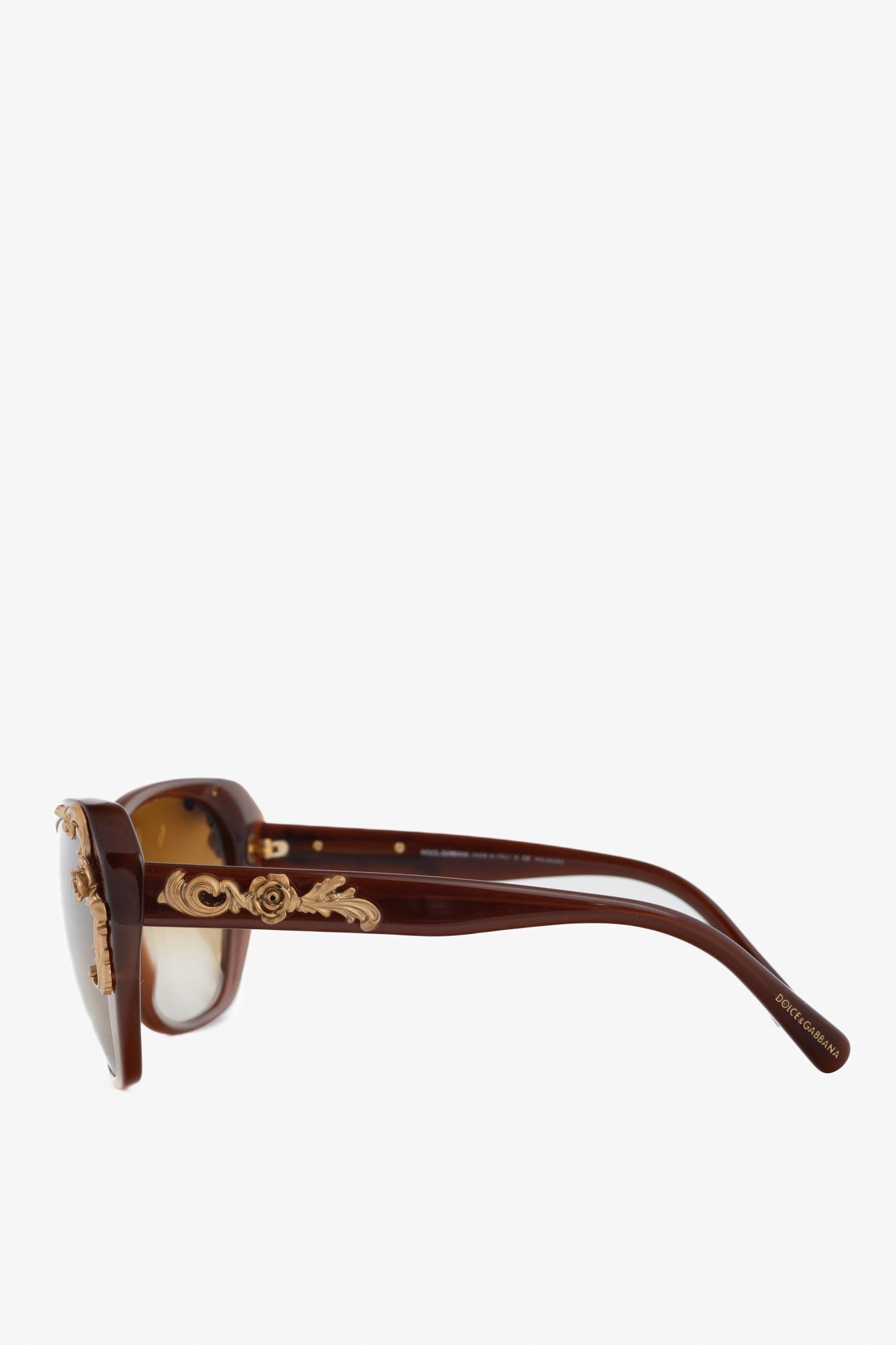 Dolce & Gabbana Dolce & Gabbana Sicilian Baroque Brown Cat-Eye Sunglasses Size ONE SIZE - 3 Thumbnail