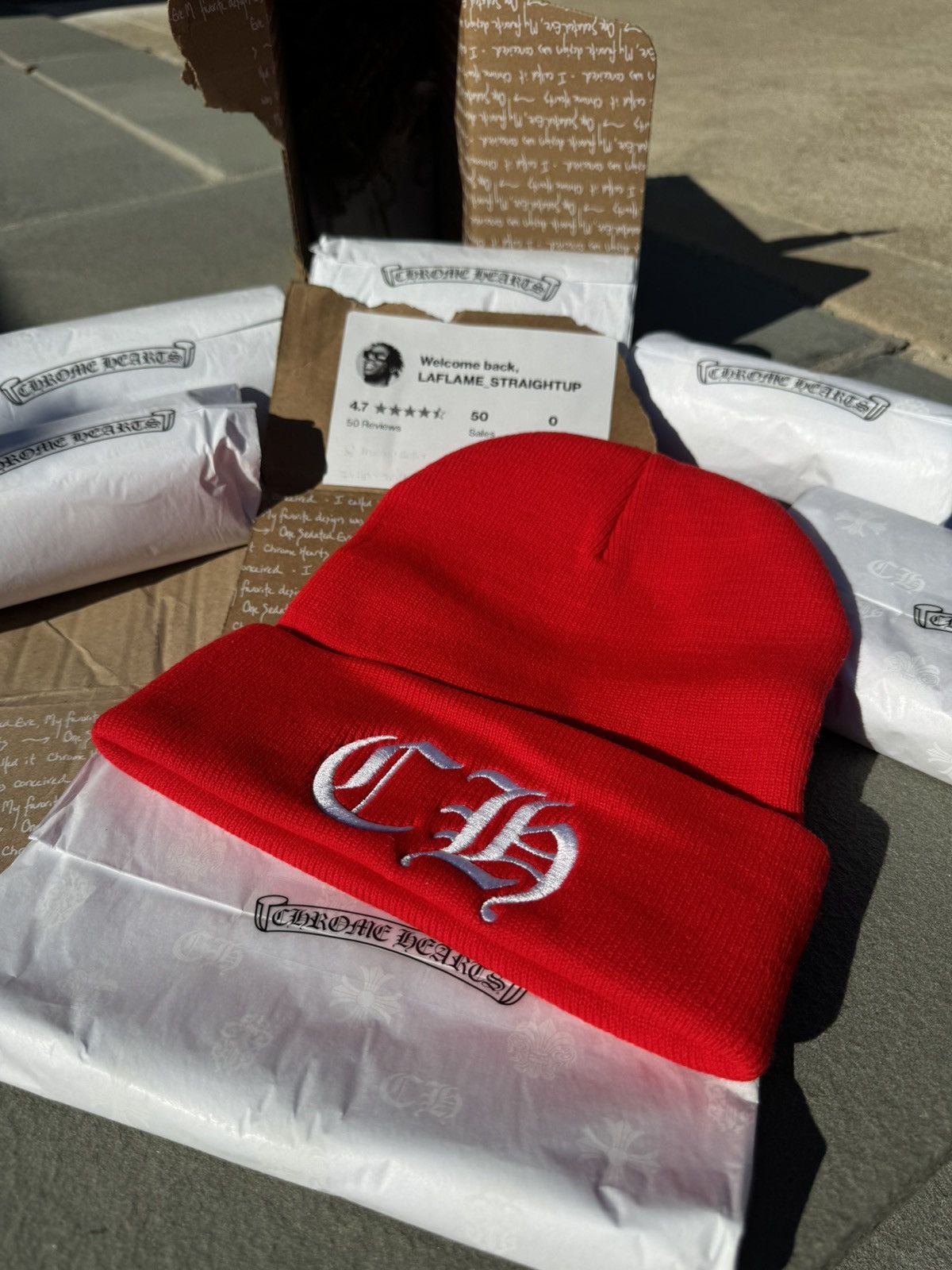 Chrome Hearts Chrome Hearts Red CH Beanie 🔴 Red BN 🔴 Size ONE SIZE - 24 Thumbnail