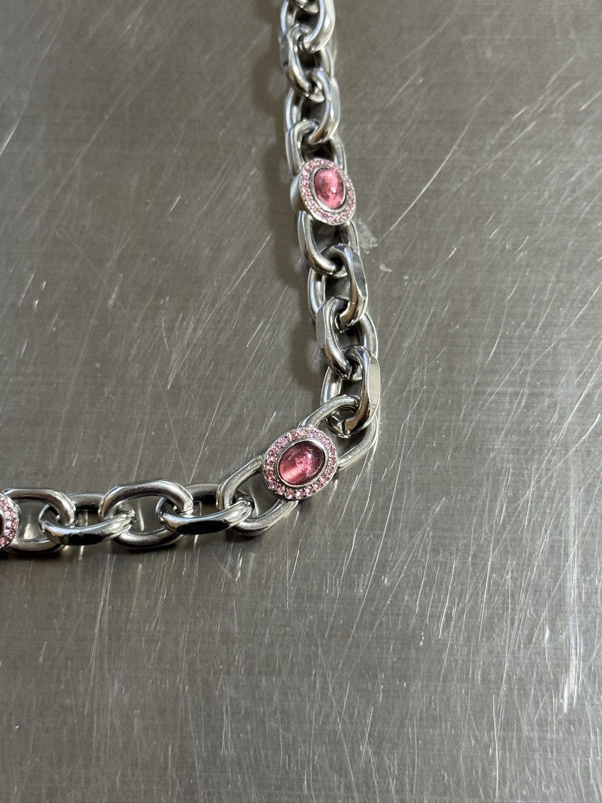 Jewelry Silver Wallet Chain Pink Stone 22" Size ONE SIZE - 3 Thumbnail