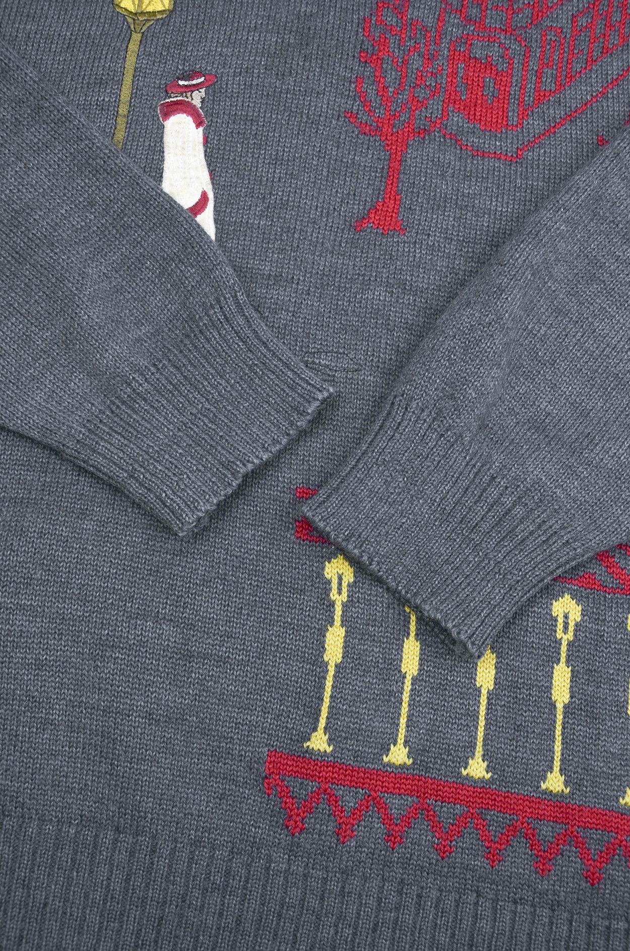 Vintage Vintage Belgian Wool Graphic Sweater Grey Red - Size XL Size XL / US 12-14 / IT 48-50 - 3 Thumbnail
