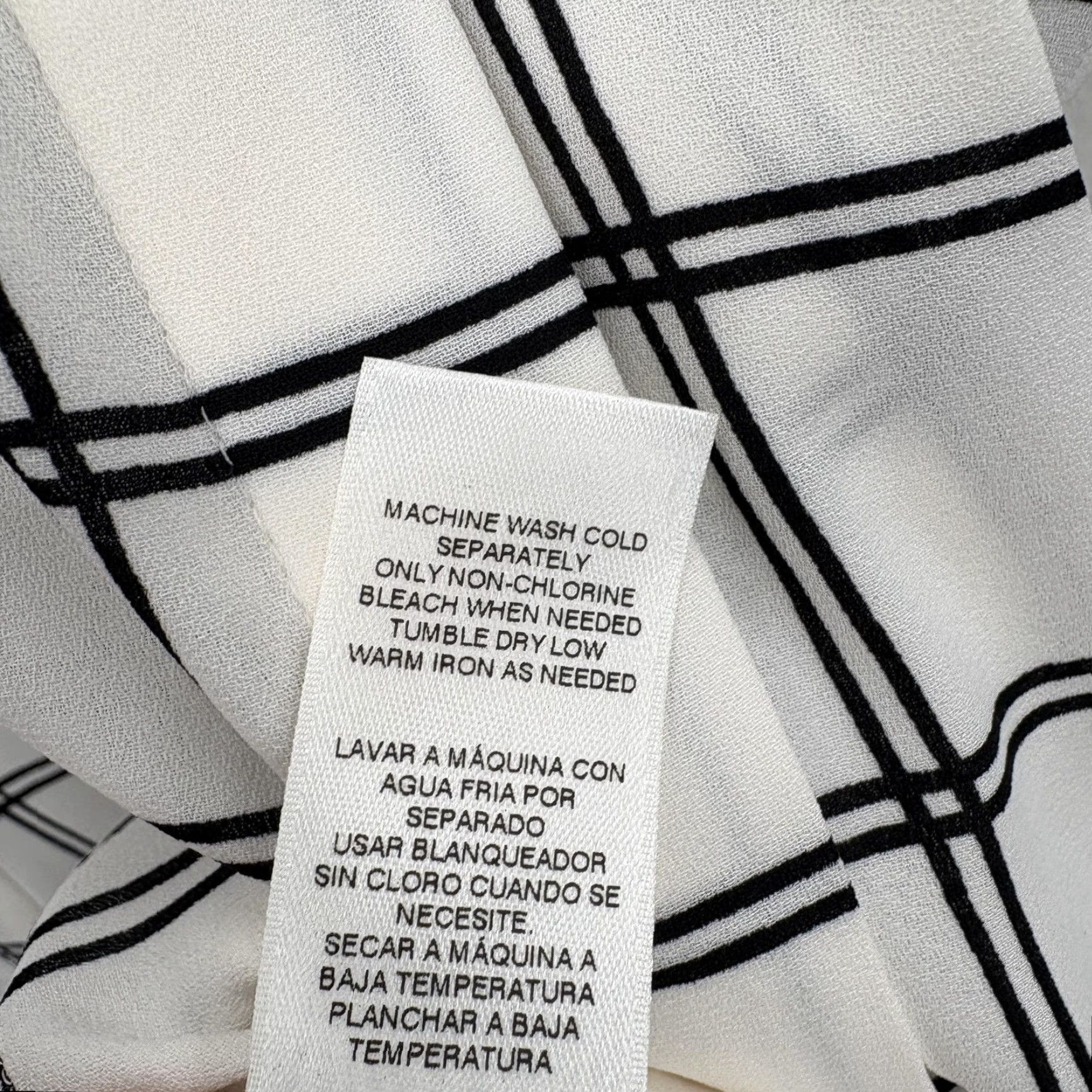 White House Black Market White House Black Market Desire Plaid Shirt Womens 6 Ecru Black Sheer Button Up Size M / US 6-8 / IT 42-44 - 7 Thumbnail