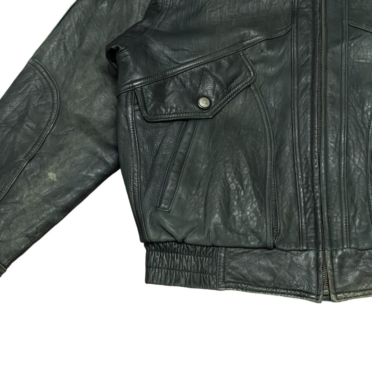 Genuine Leather Vtg Moda Italiana Flight Bomber Leather Jacket Fur Collar Size US L / EU 52-54 / 3 - 4 Thumbnail