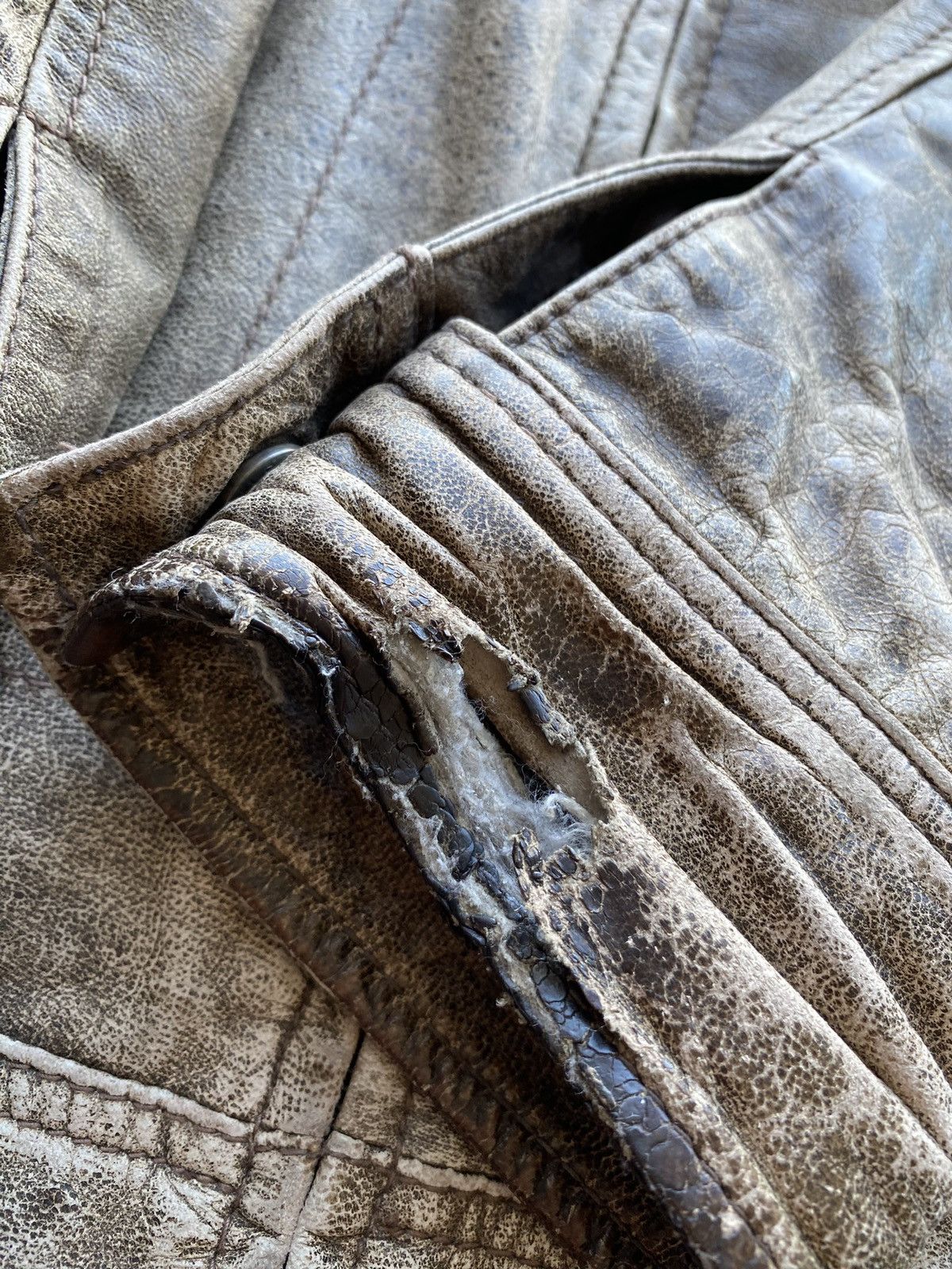 Linea 🔥Opium Punk Gothic Faded Distressed Leather Jacket S emo y2k Size US S / EU 44-46 / 1 - 14 Thumbnail