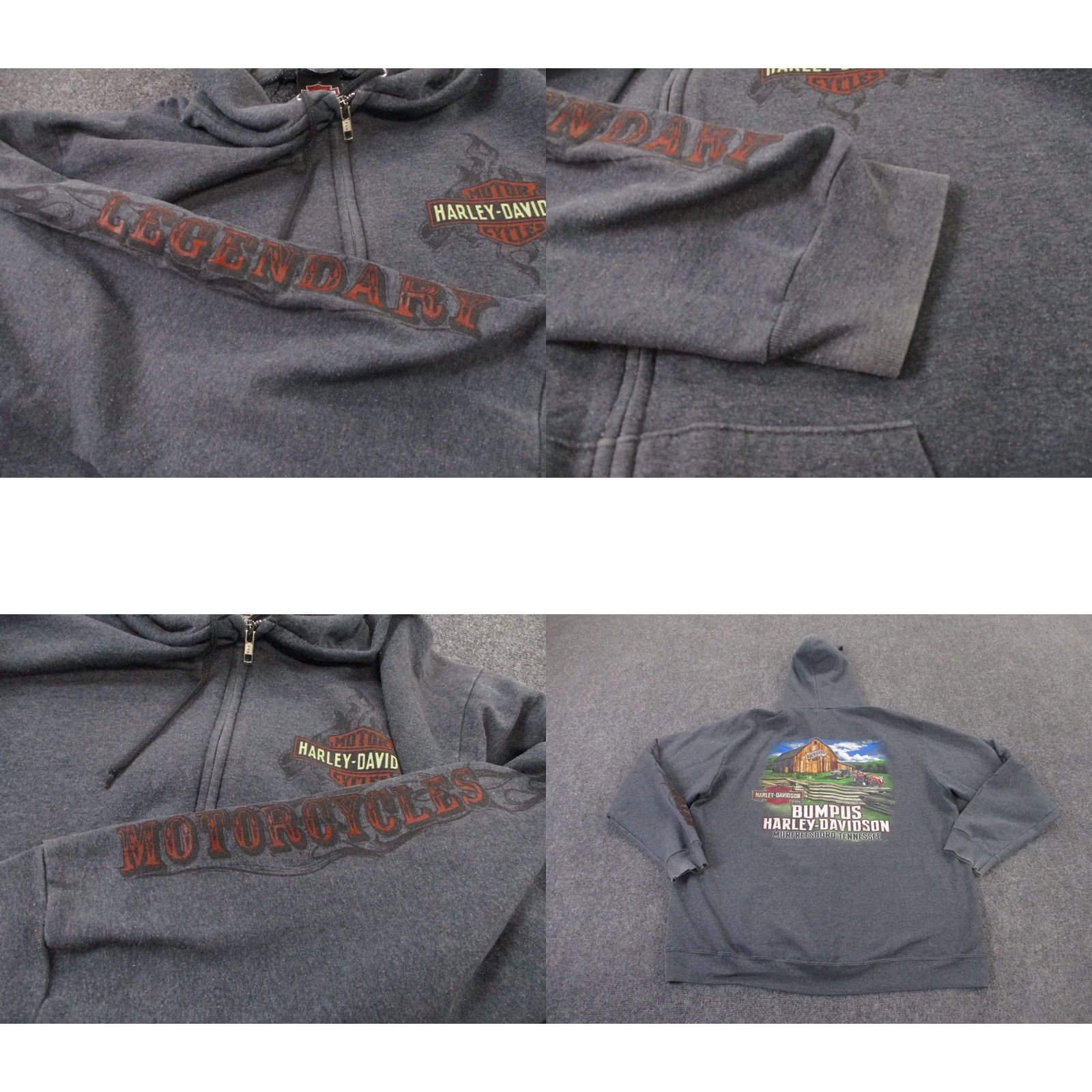 Harley Davidson Harley-Davidson Jacket Men XL Legendary Logo Windbreaker Hooded Full Zip Pockets Gray Biker Riding Vintage? Size US XL / EU 56 / 4 - 8 Thumbnail