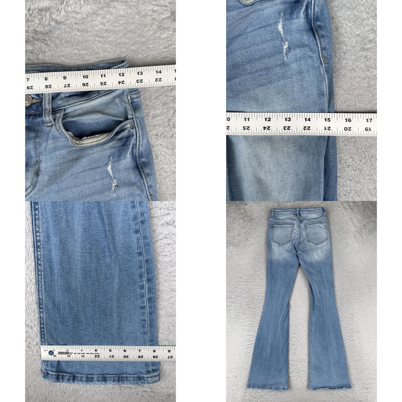 Vintage Zenana Jeans Womens 26 Blue Med Wash Mid Rise Distressed Stretch Flared 5-Pocket Denim Vintage No Size 26" / US 2 / IT 38 - 9 Thumbnail