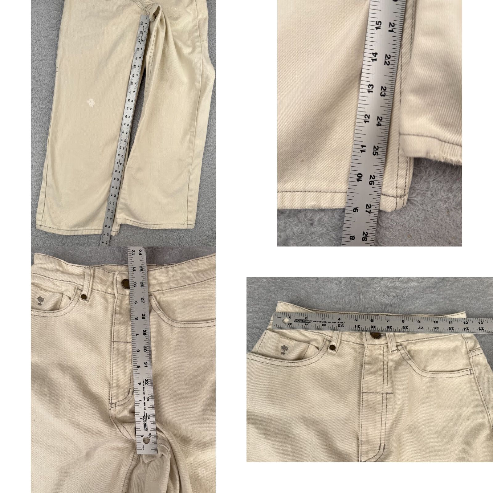 THRILLS Thrills Jeans Womens Wide-Leg 4 Beige High Rise Cotton Denim 24x27 Read Me Size 27" / US 4 / IT 40 - 8 Thumbnail