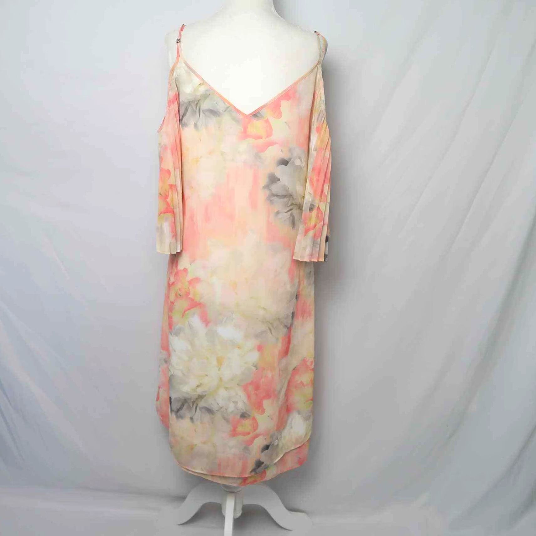 White House Black Market White House Black Market Dress Women 6 Orange Floral Watercolor Sundress Spaghetti Straps Cold Shoulder Spring Knee Length Party Cocktail Size M / US 6-8 / IT 42-44 - 5 Thumbnail