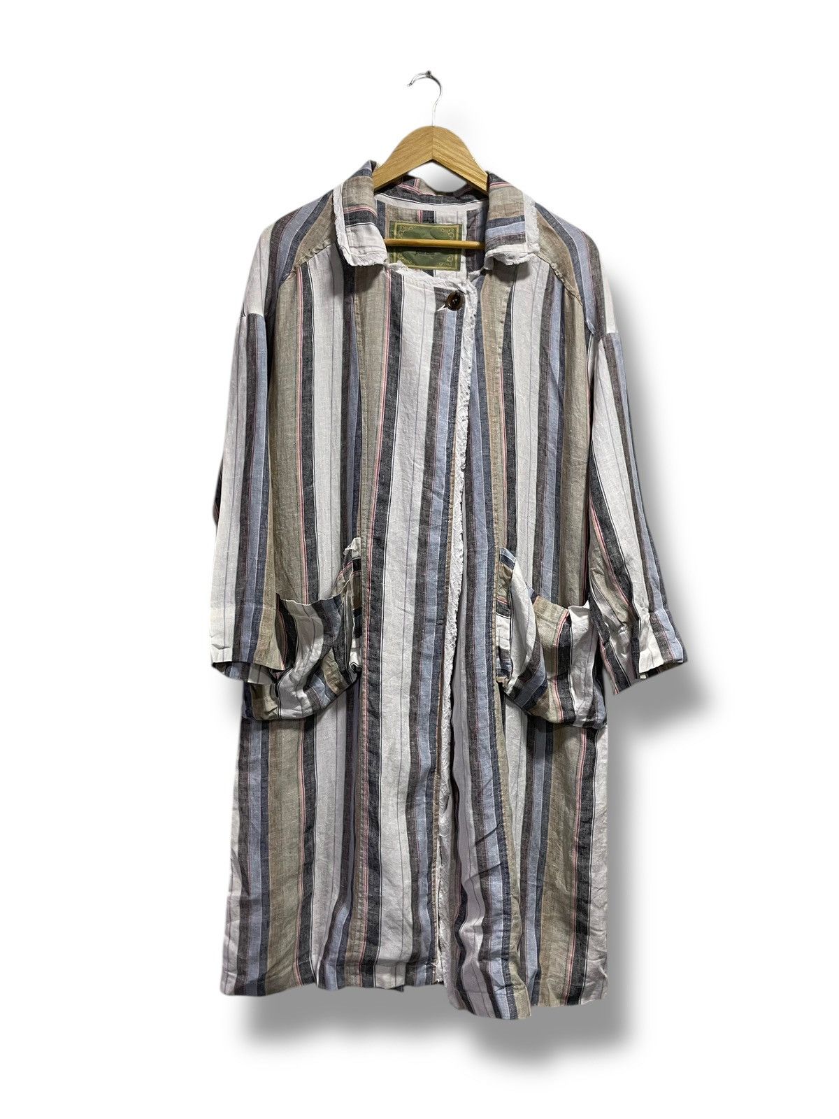 Japanese Brand × Vintage ANGELINA FROM AMU Brand Striped Long Outerwear (114) Size M / US 6-8 / IT 42-44 - 1 Thumbnail