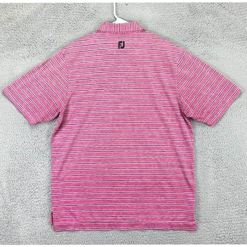 Footjoy FootJoy FJ Polo Shirt Mens Large Pink Grey Striped Short Sleeve Golf Rugby Breathable Lightweight Stretch Collared Athletic Pre-Owned Good Size US L / EU 52-54 / 3 - 2 Thumbnail