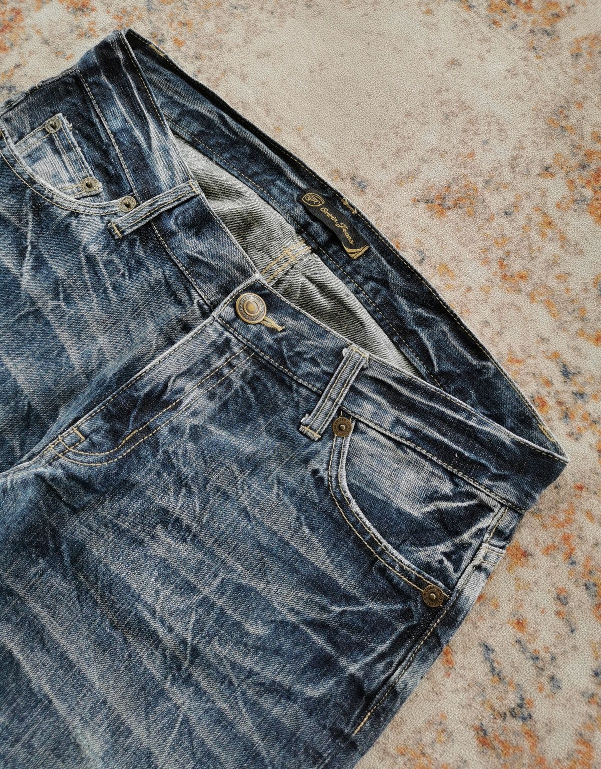 Japanese Brand Whiskers Grandmind Oririn Jeans Distressed Denim Size US 33 - 9 Thumbnail
