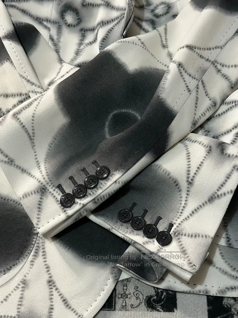 Louis Vuitton Louis Vuitton Black and white ink flower full print blazer Size 52R - 6 Thumbnail