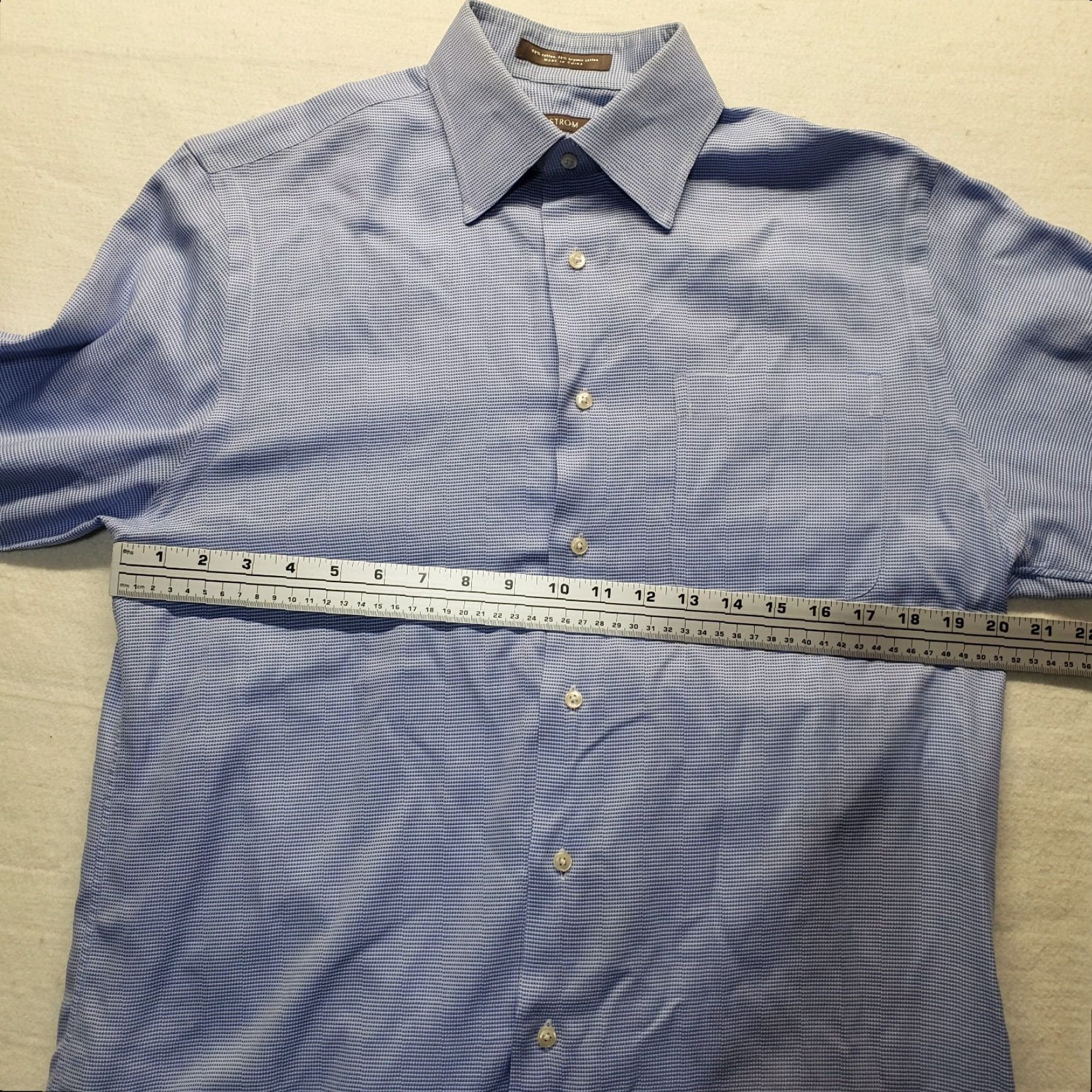 Nordstrom Nordstrom Shirt Button-Up Casual Blue Long Sleeve Adult Men's 15 32 Cotton Striped Size US M / EU 48-50 / 2 - 4 Thumbnail