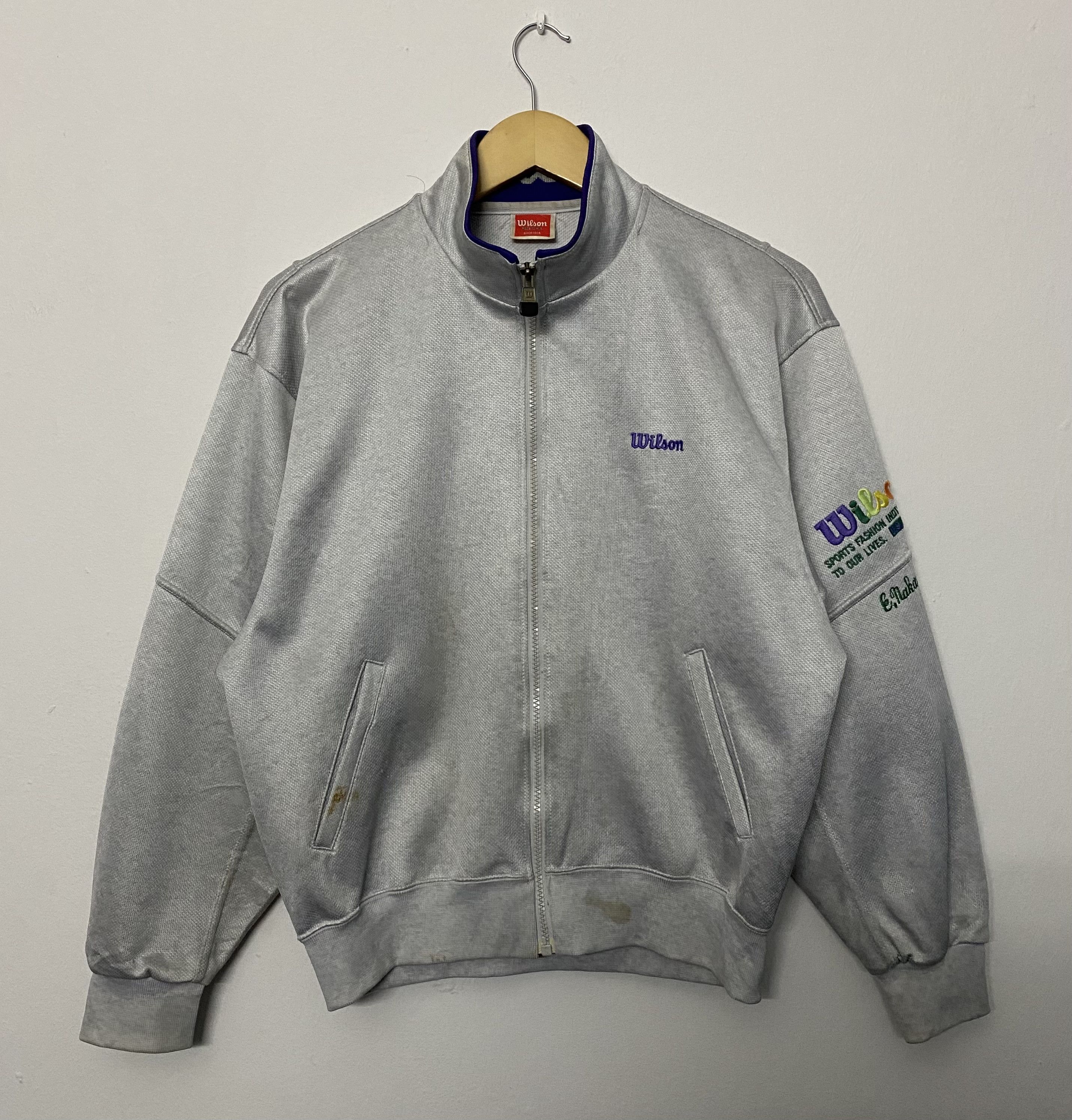Wilson Vtg 90s Wilson Track Jacket Full Zip Gray Boxy Fit Size US S / EU 44-46 / 1 - 1 Thumbnail