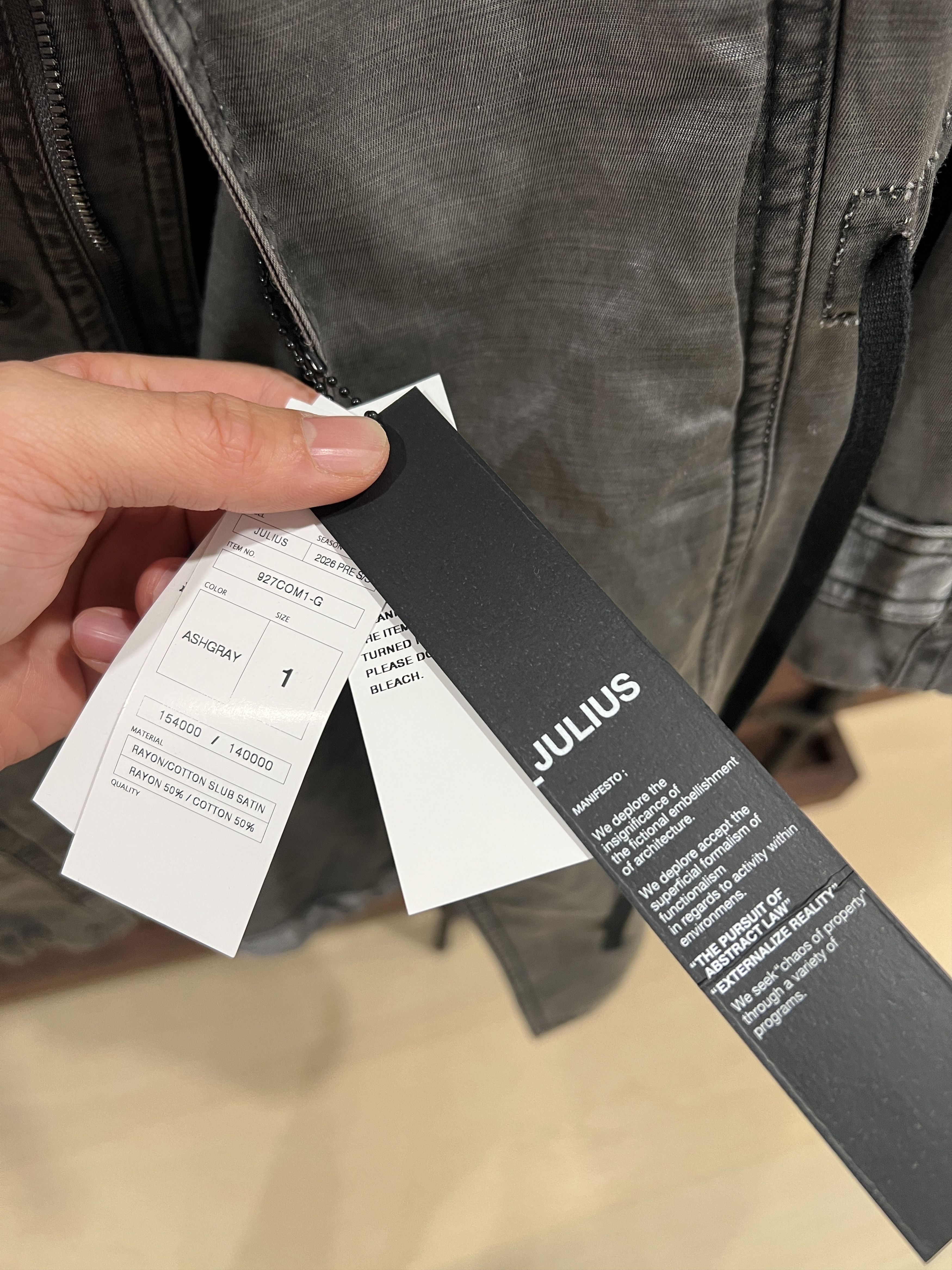 Julius 927COM1-G Ash Gray / Mods Coat Size US S / EU 44-46 / 1 - 6 Thumbnail