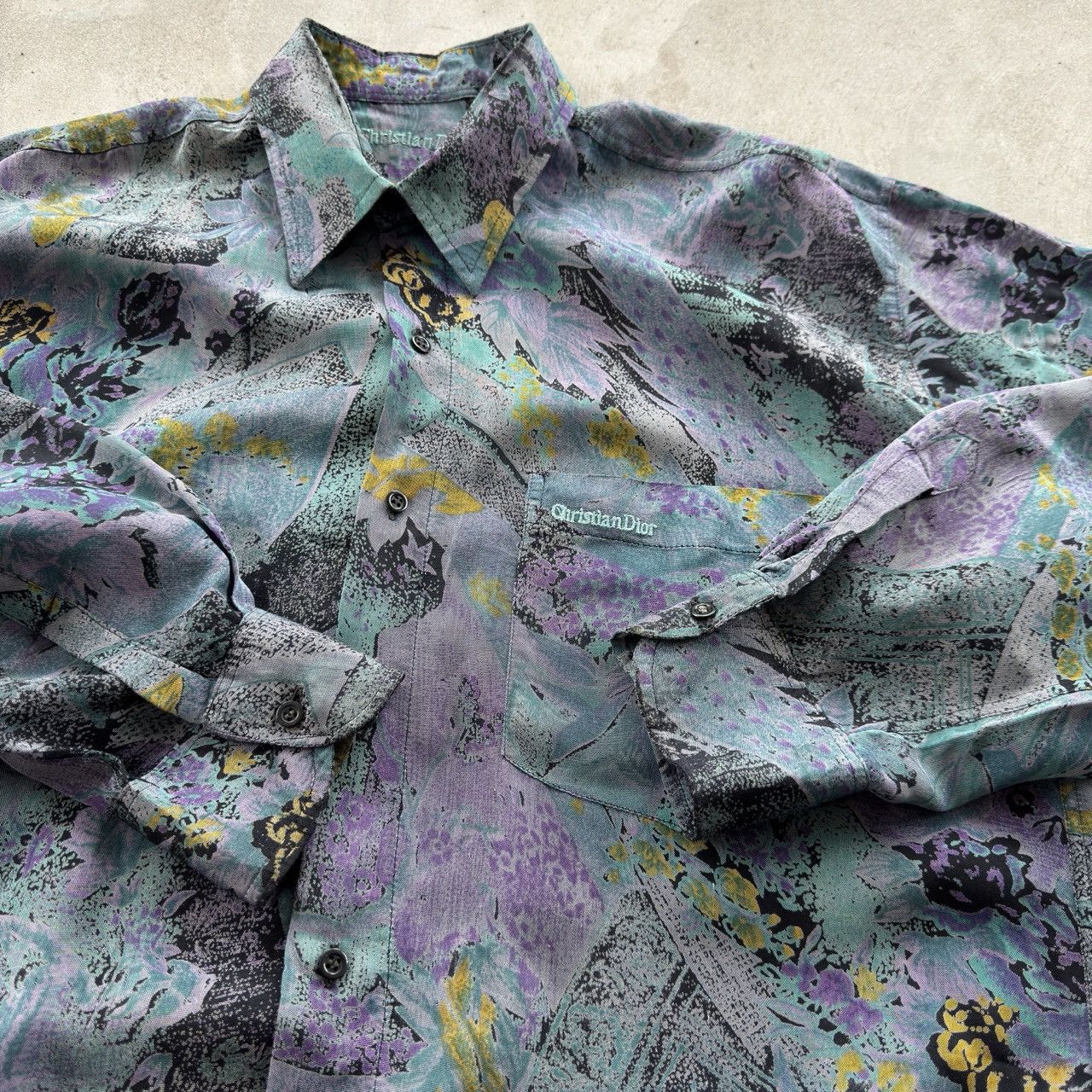 Christian Dior Monsieur Vintage Christian Dior Abstract Floral Print Shirt Luxury Size US XL / EU 56 / 4 - 4 Thumbnail