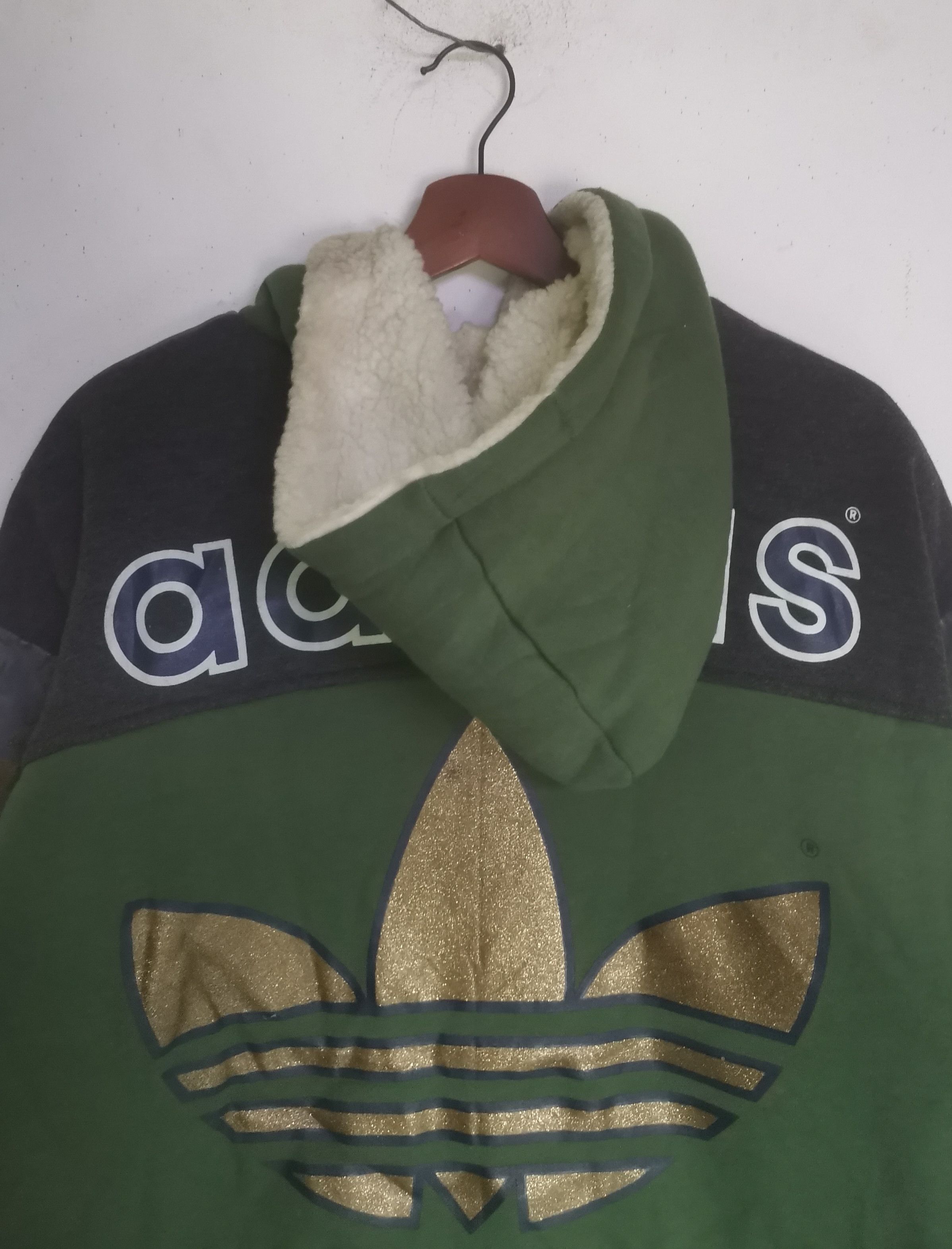 Adidas × Vintage Rare vintage Adidas three stripes big logo hoodies Size US L / EU 52-54 / 3 - 4 Thumbnail