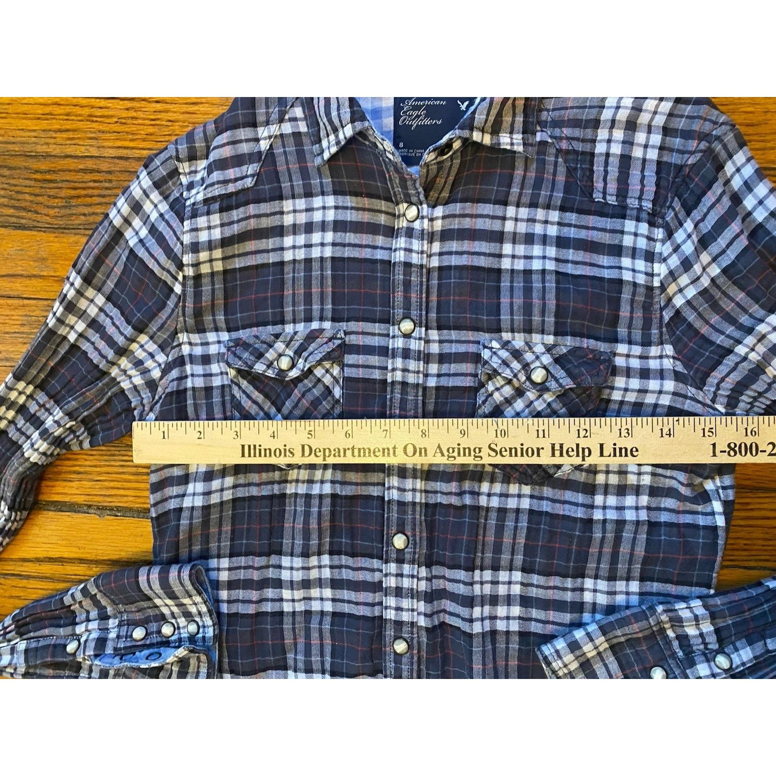 American Eagle Outfitters American Eagle Pearl Snap Shirt Women’s Sz 8 Checkered Plaid Size S / US 4 / IT 40 - 4 Thumbnail