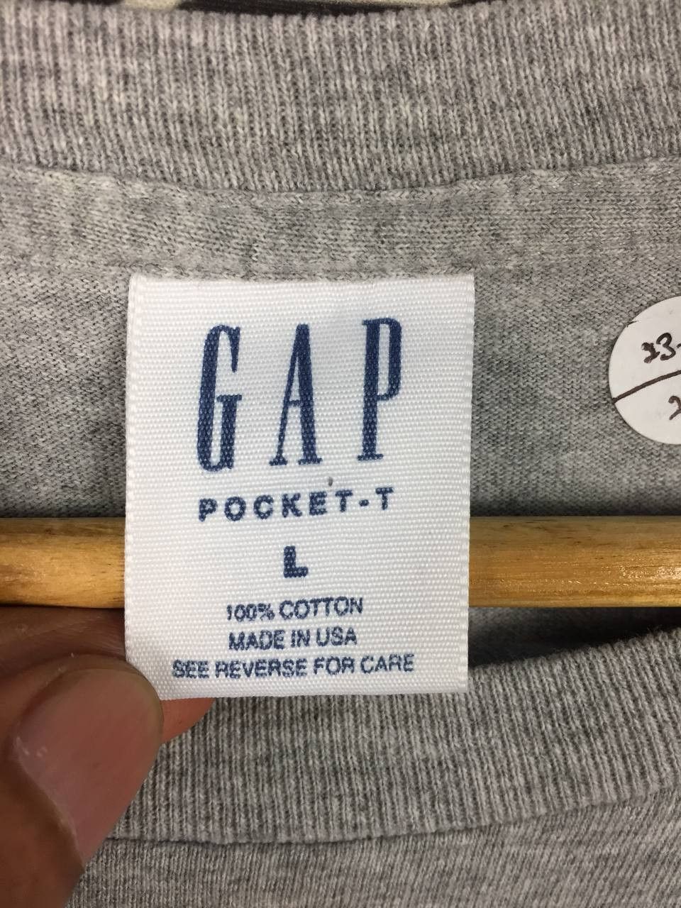 Gap Vtg 90s GAP Made in USA Heather Gray Essential Pocket Tee Size US L / EU 52-54 / 3 - 11 Thumbnail