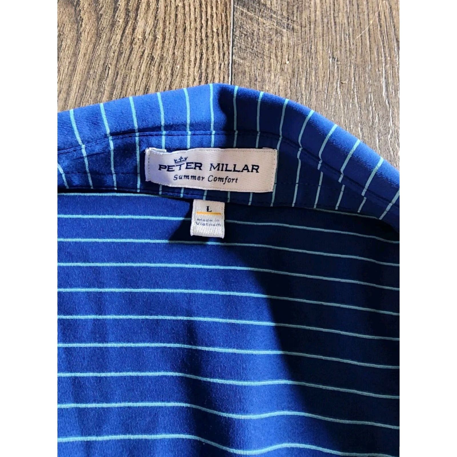 Peter Millar Mens L Peter Millar Blue Striped Masters Polo Shirt Augusta National Size US L / EU 52-54 / 3 - 5 Thumbnail