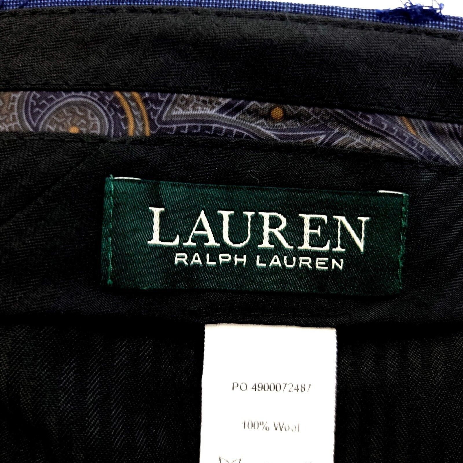 Lauren Ralph Lauren Lauren Ralph Lauren Wool Blue Birdseye Mid Rise Flat Front D Size 38R - 5 Thumbnail