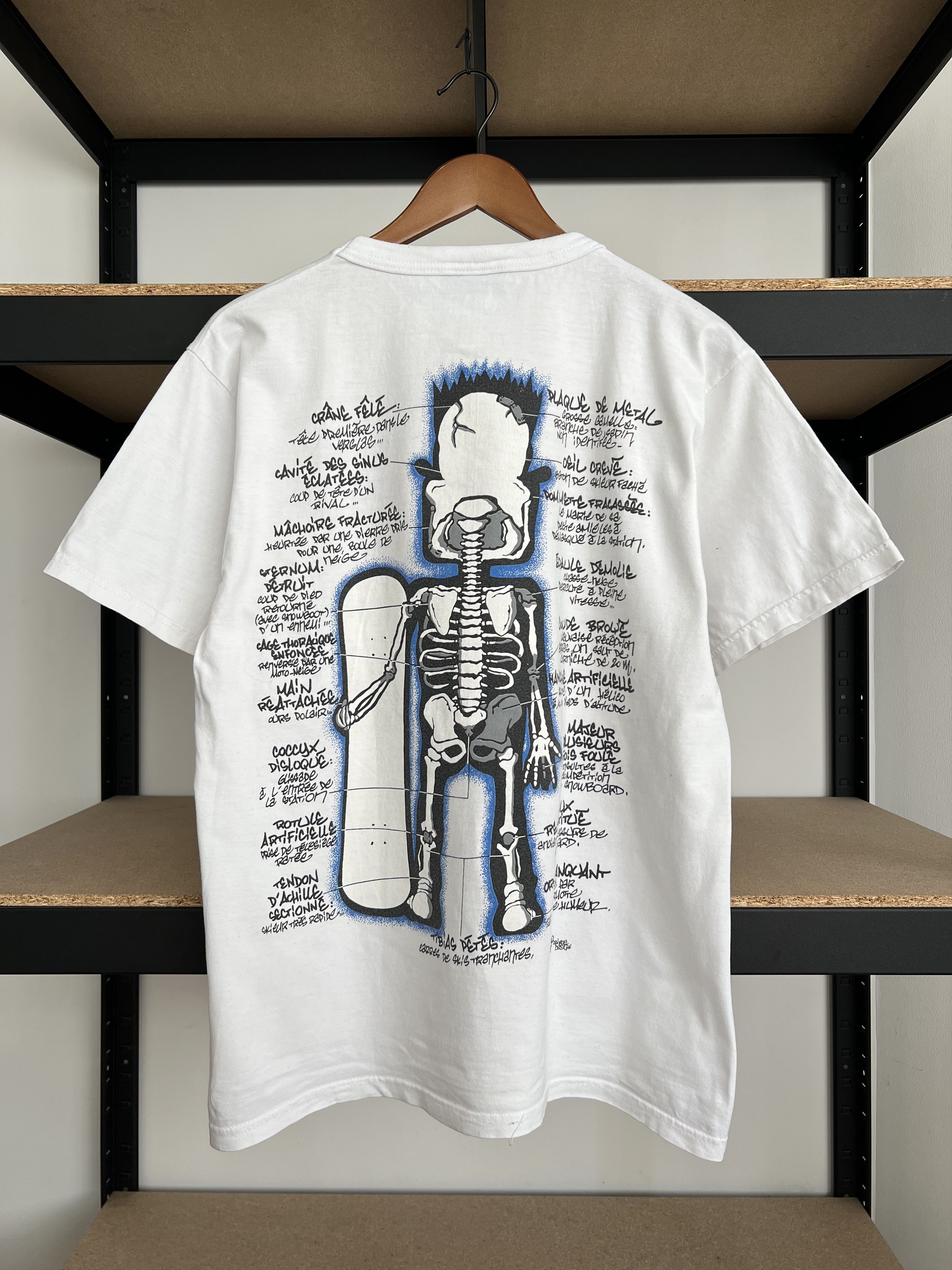 Vintage Vintage Spirit Skateboards Skeleton Skull White T-shirt Size US S / EU 44-46 / 1 - 2 Thumbnail