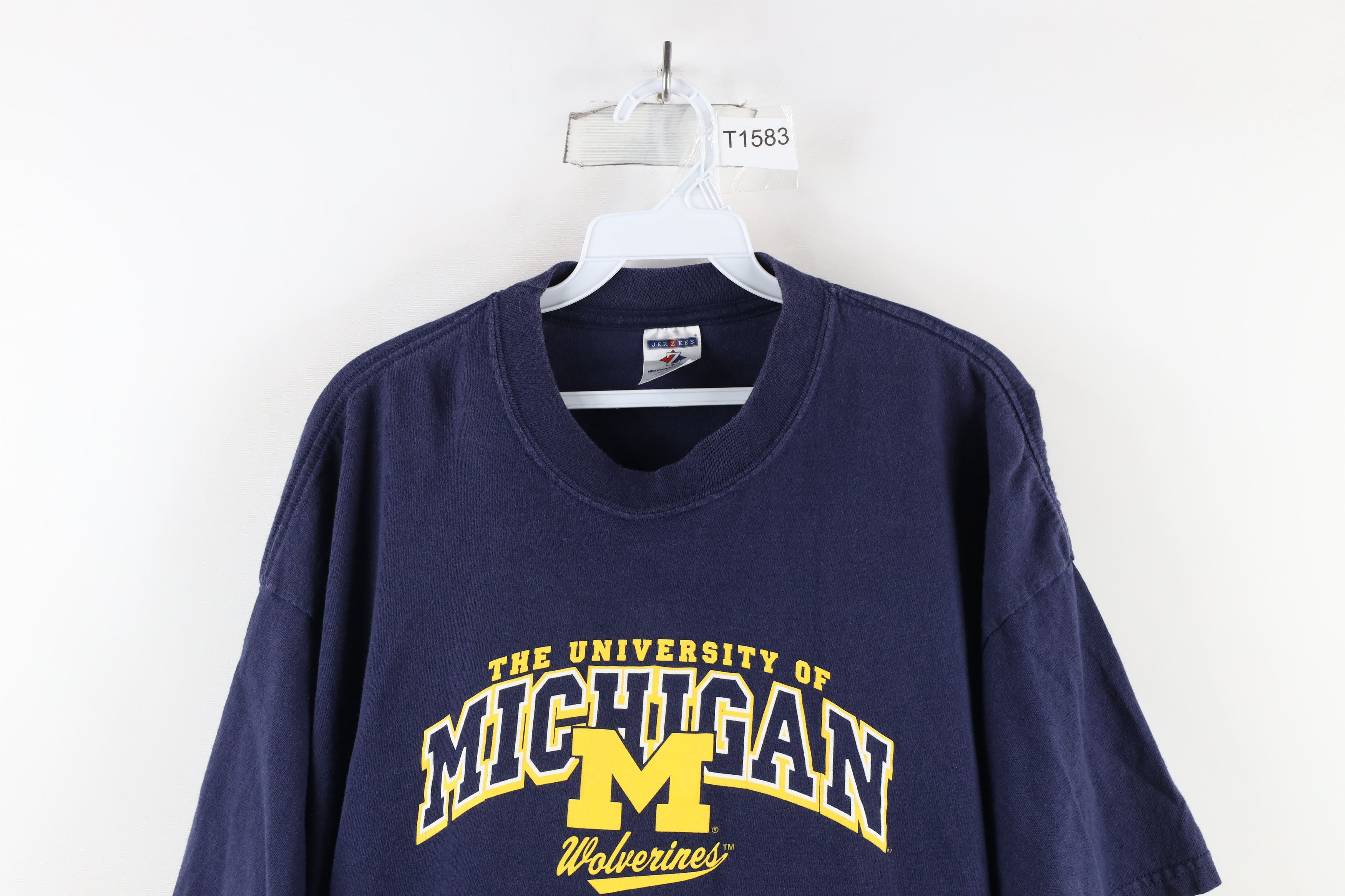 Vintage Vintage 90s Spell Out University of Michigan T-Shirt Blue Size US XXL / EU 58 / 5 - 2 Thumbnail