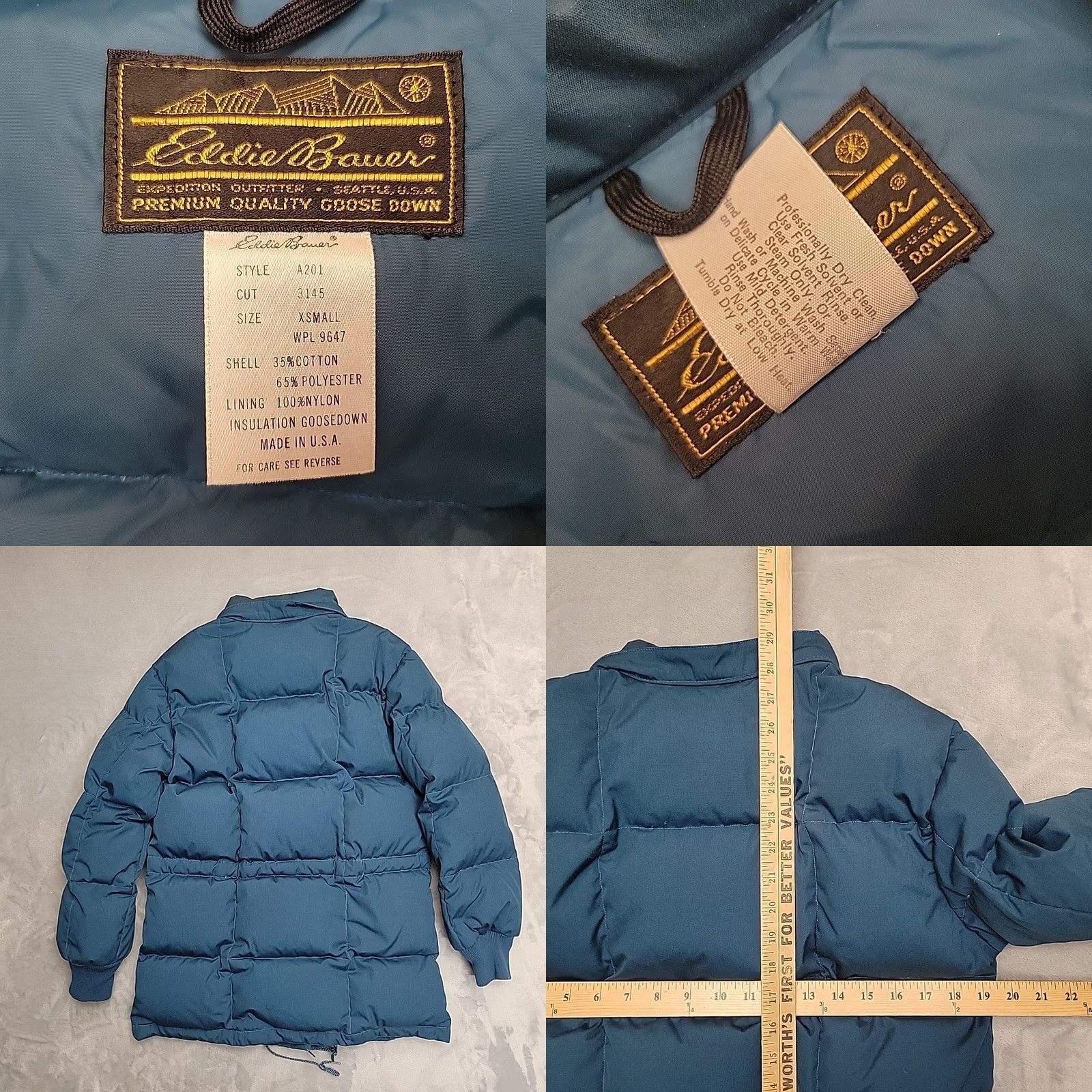 Eddie Bauer VINTAGE Eddie Bauer Goose Down Jacket Men XS Teal Green Hooded Puffer Parka Coat Size US XS / EU 42 / 0 - 8 Thumbnail