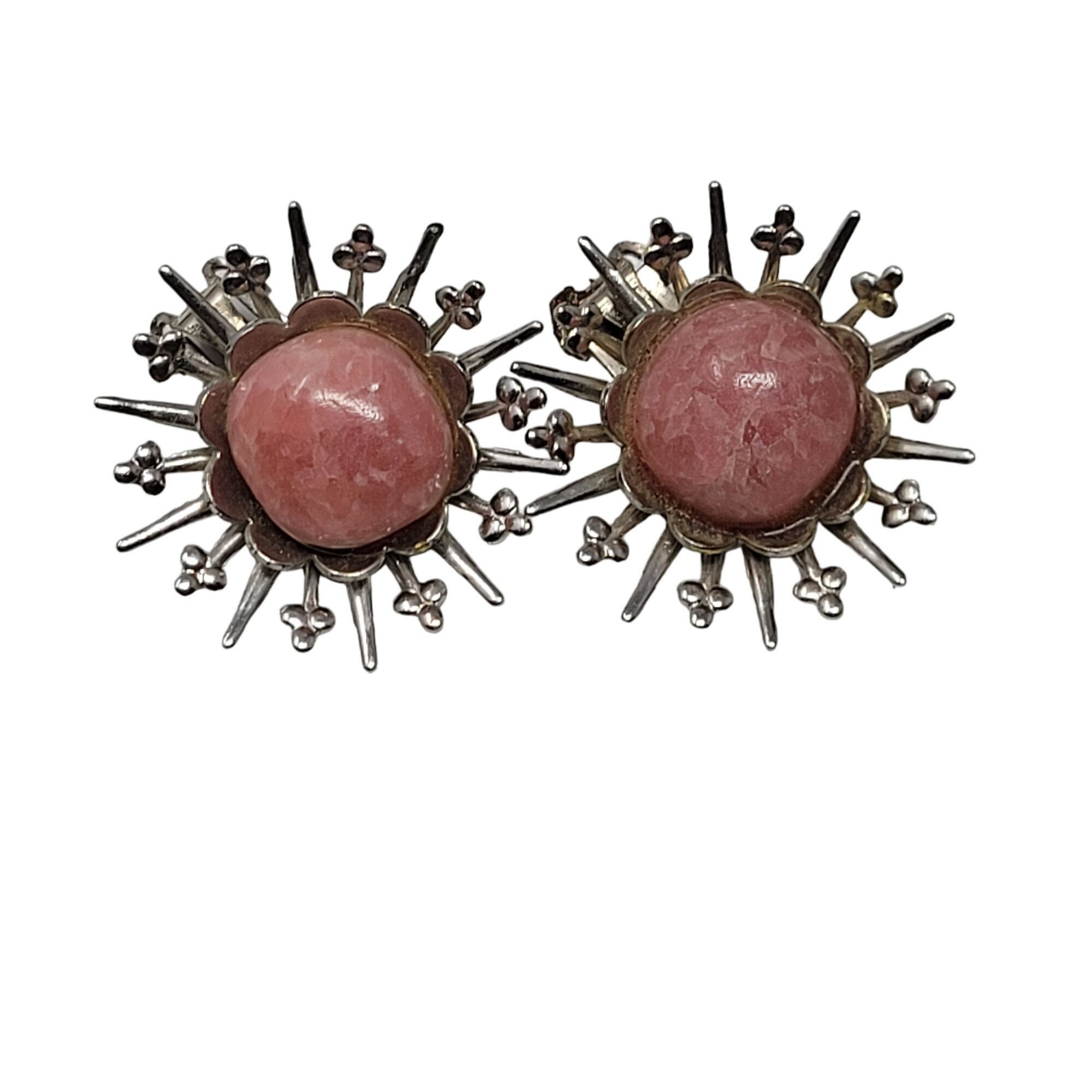 Vintage Vintage 60s Pink Quartz Sunburst Satellite Clip-On Earrings Size ONE SIZE - 2 Thumbnail