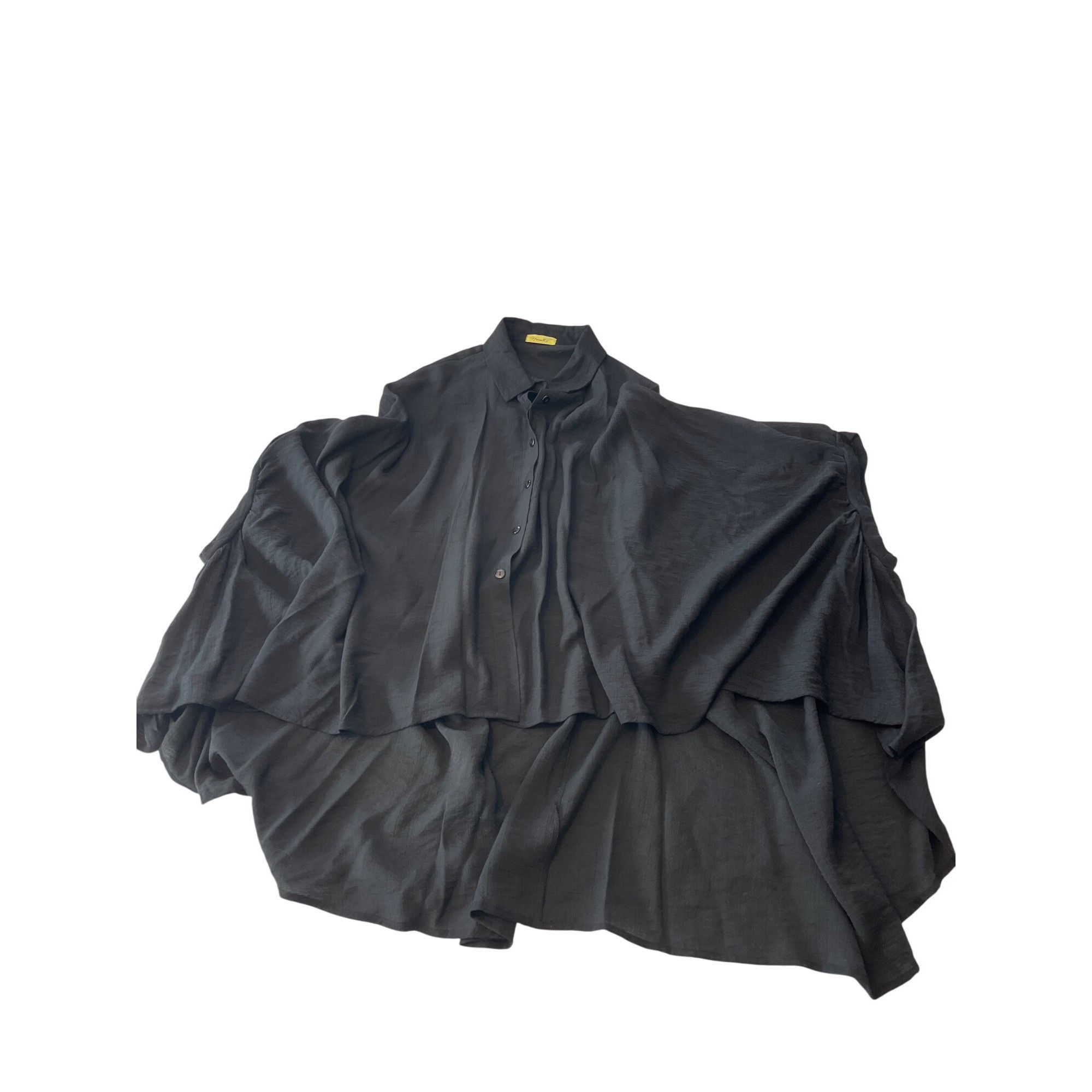 Vintage Striking Black Oversized Button-Up Blouse W/ Unique Draped S Size M / US 6-8 / IT 42-44 - 5 Thumbnail