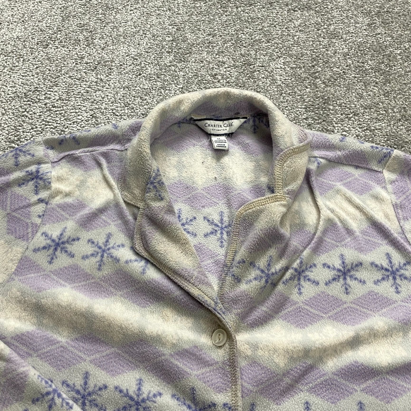 Charter Club Charter Club Intimates Pajama Set 2 Piece Womens Medium Fleece Purple Holiday Snow Flakes Pattern Size ONE SIZE - 3 Thumbnail